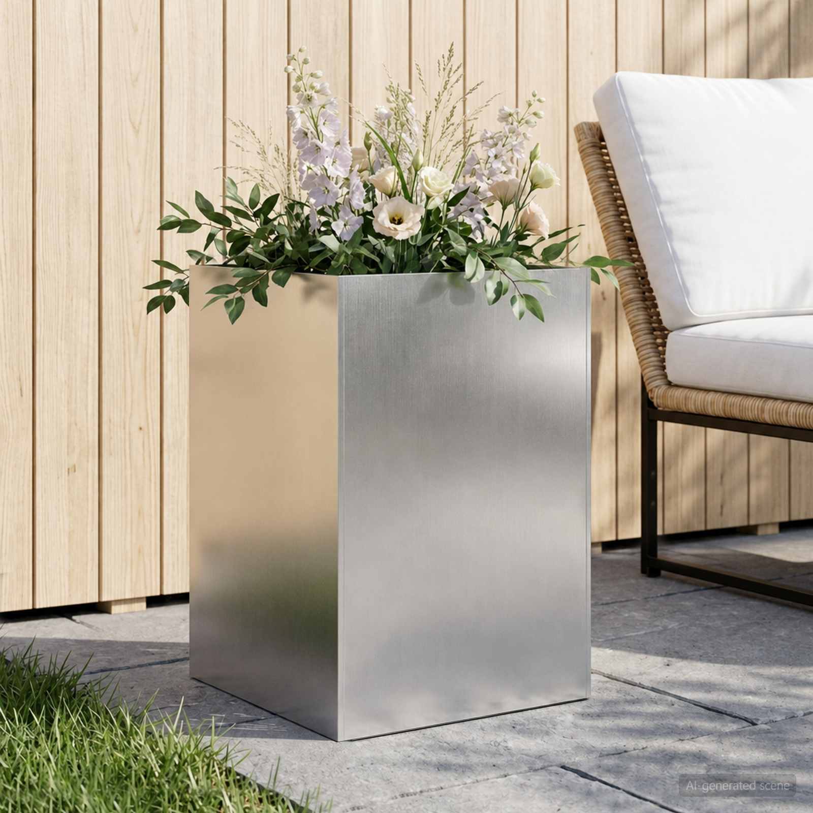 Plantenbak zilver 40 x 40 x 75 cm Roestvrij staal image 1