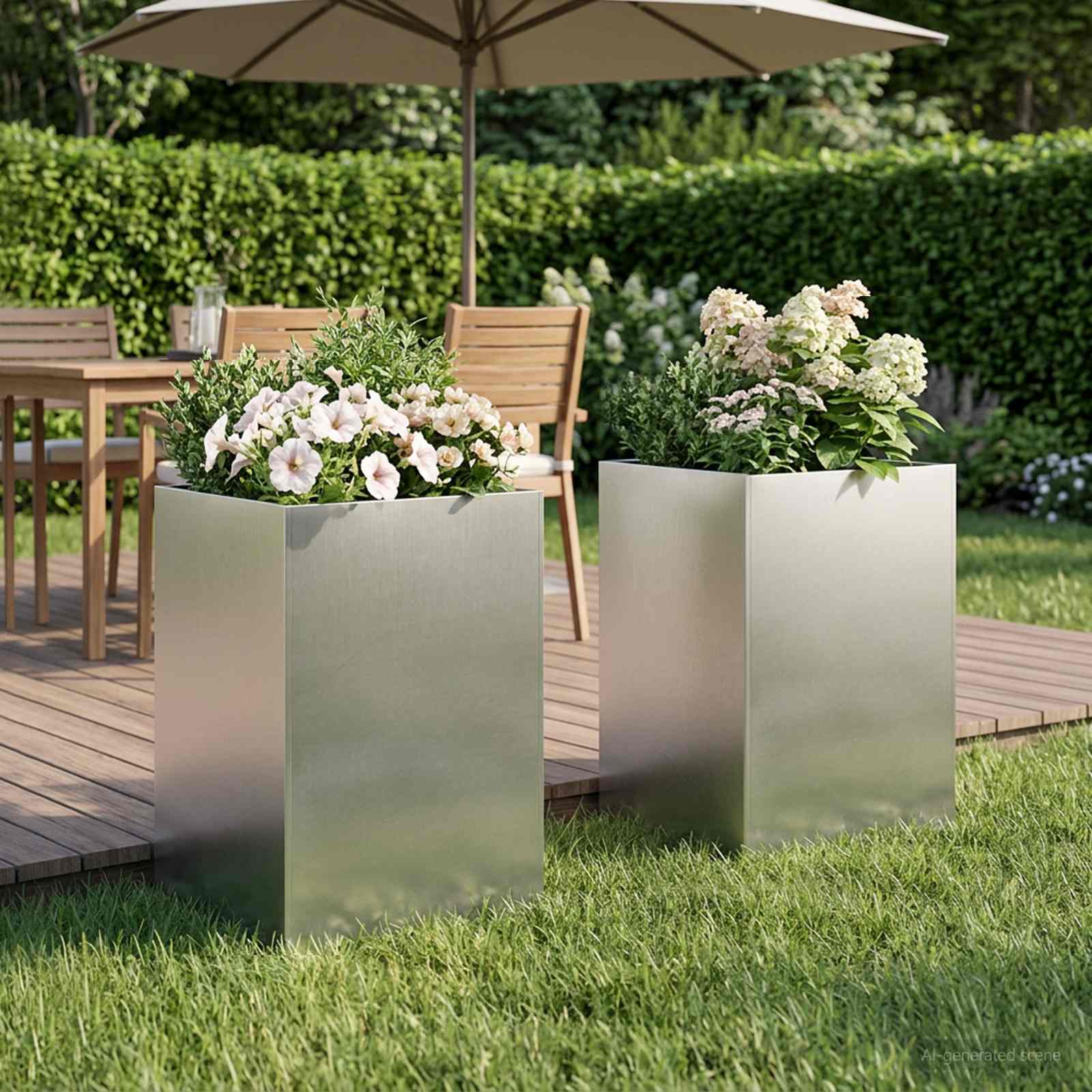 Plantenbak 2 st zilver 40 x 40 x 75 cm Roestvrij staal image 1