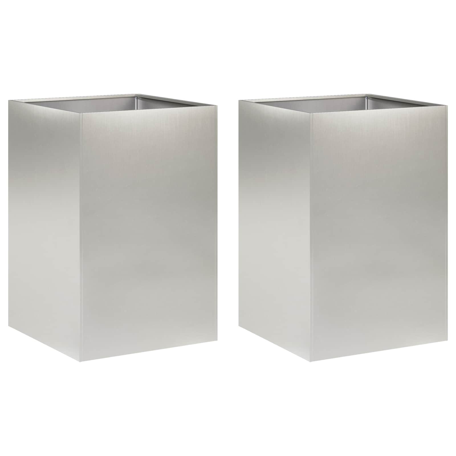Plantenbak 2 st zilver 40 x 40 x 75 cm Roestvrij staal image 2