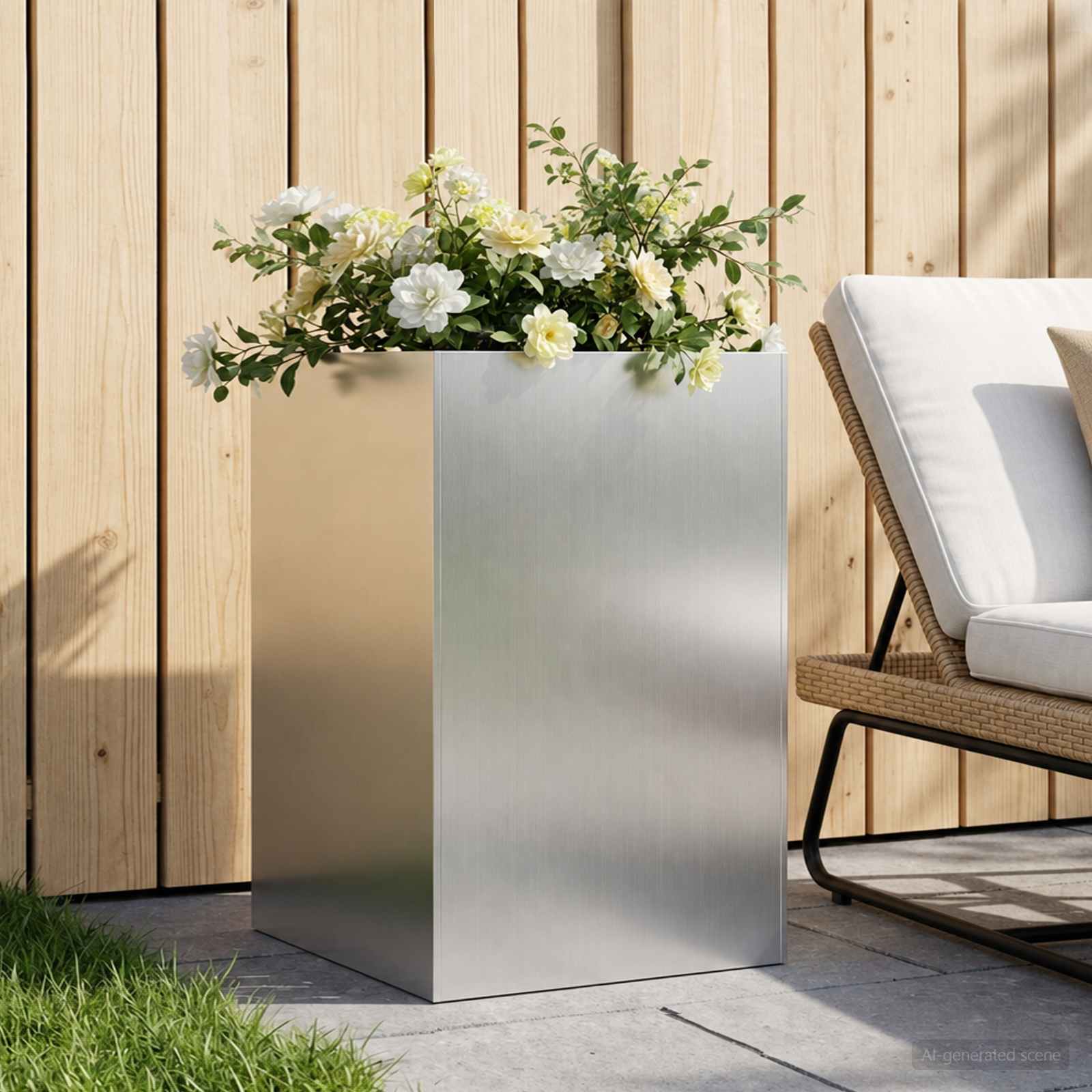 Plantenbak zilver 40 x 40 x 75 cm Gegalvaniseerd staal image 1