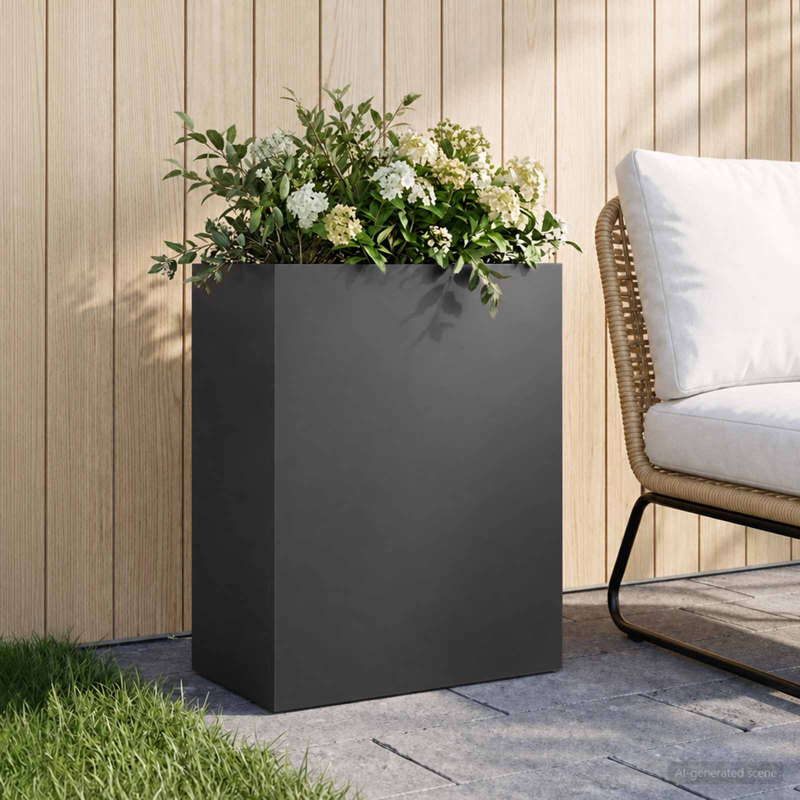 Plantenbak Zwart 40 x 20 x 40 cm Koudgewalst staal image 1
