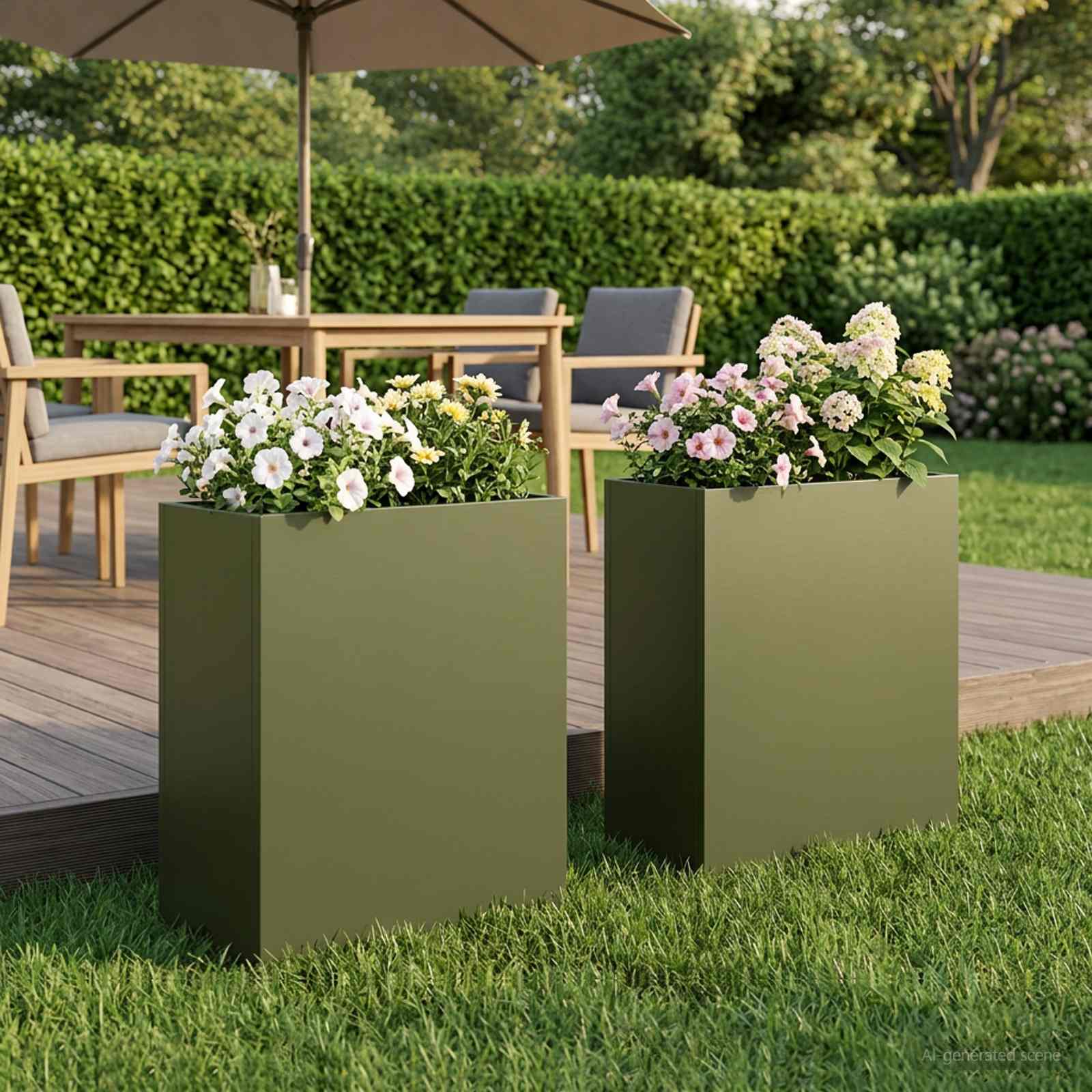 Plantenbak 2 st Olijfgroen 40 x 20 x 40 cm Koudgewalst staal image 1
