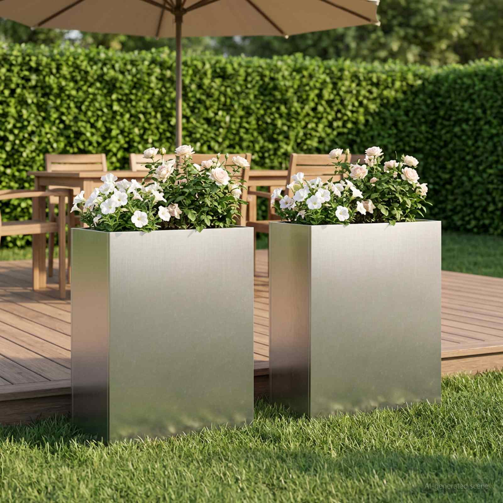 Plantenbak 2 st zilver 40 x 20 x 40 cm Roestvrij staal image 1
