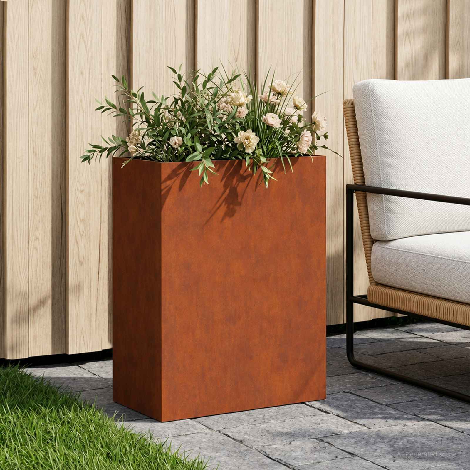 Plantenbak Roestkleurig 40 x 20 x 40 cm weervast staal image 1
