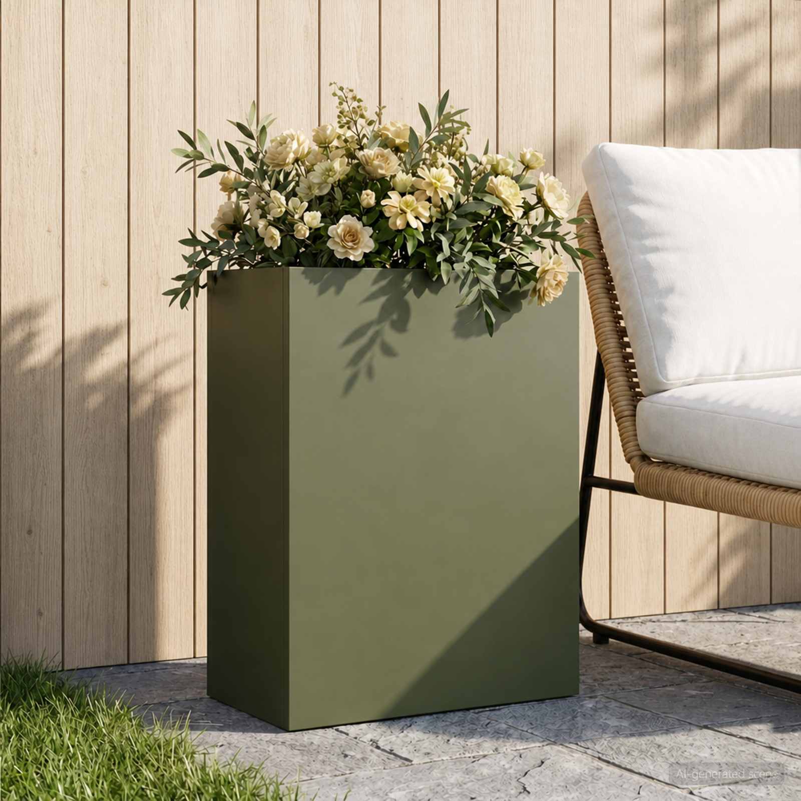Plantenbak Olijfgroen 40 x 20 x 50 cm Koudgewalst staal image 1