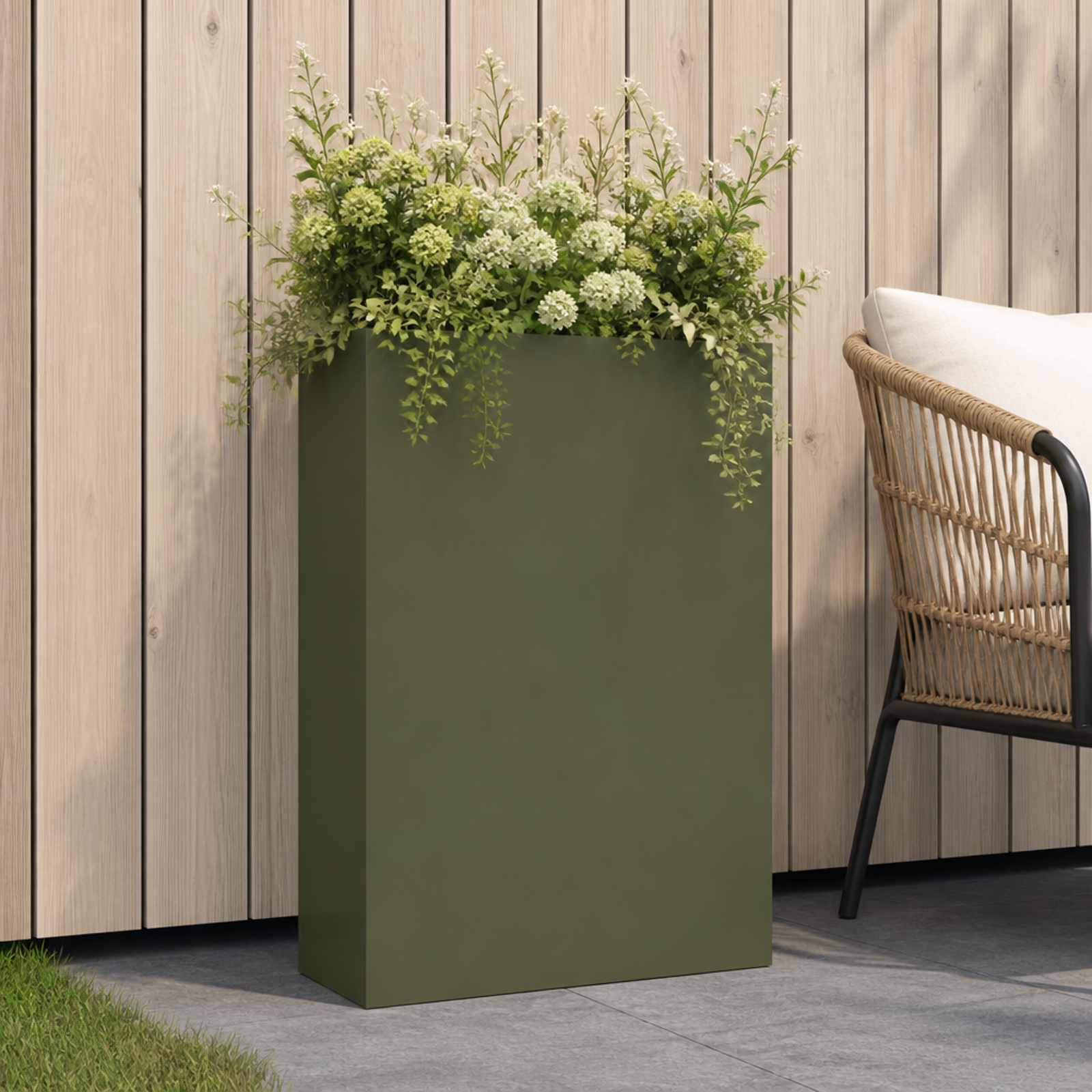 Plantenbak Olijfgroen 40 x 20 x 75 cm Koudgewalst staal – afbeelding 1
