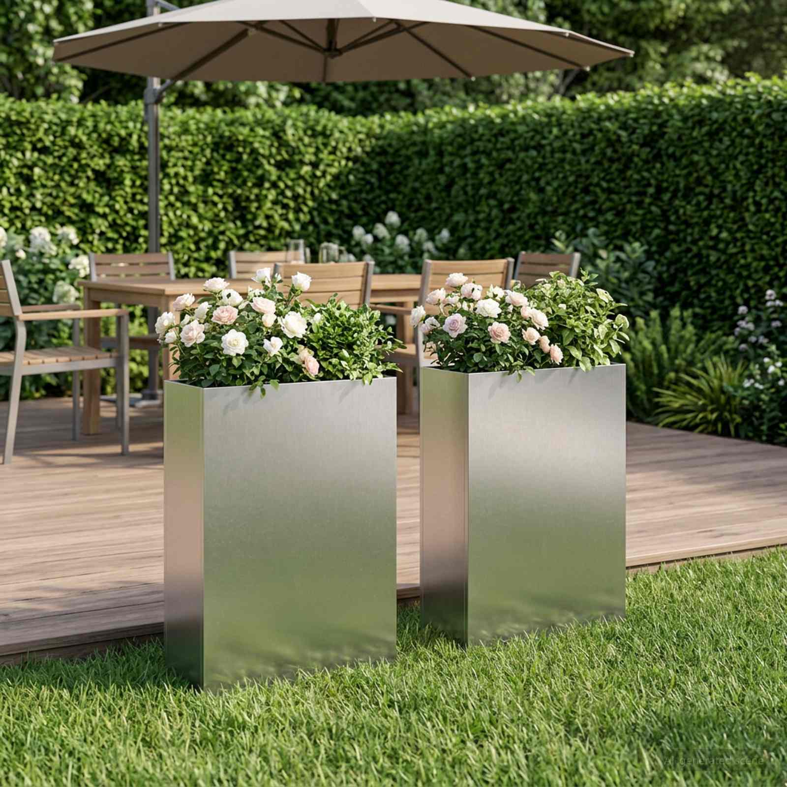Plantenbak 2 st zilver 40 x 20 x 75 cm Roestvrij staal – afbeelding 1