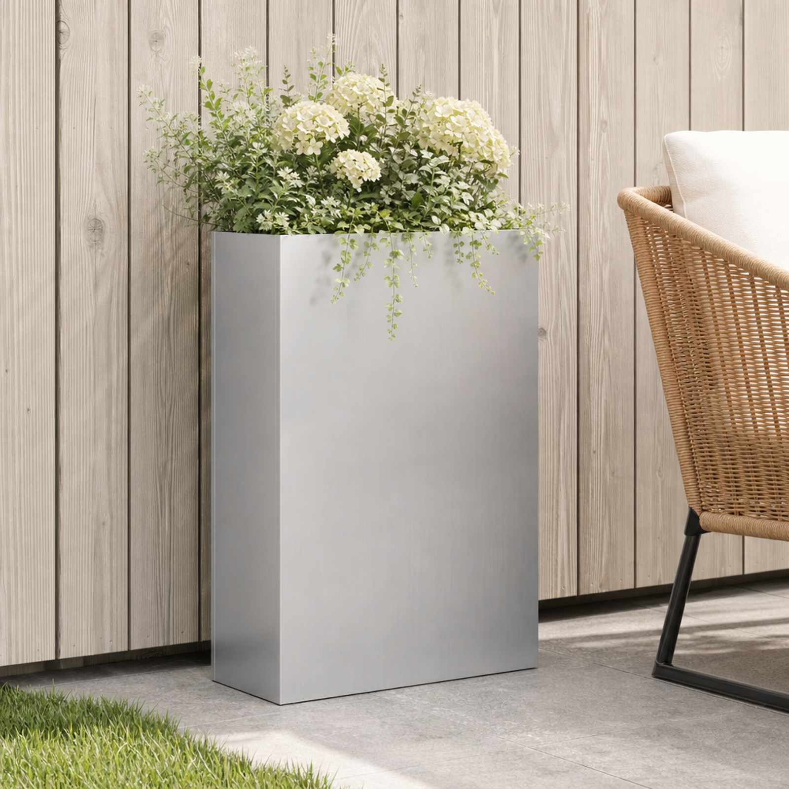 Plantenbak zilver 40 x 20 x 75 cm Gegalvaniseerd staal – afbeelding 1