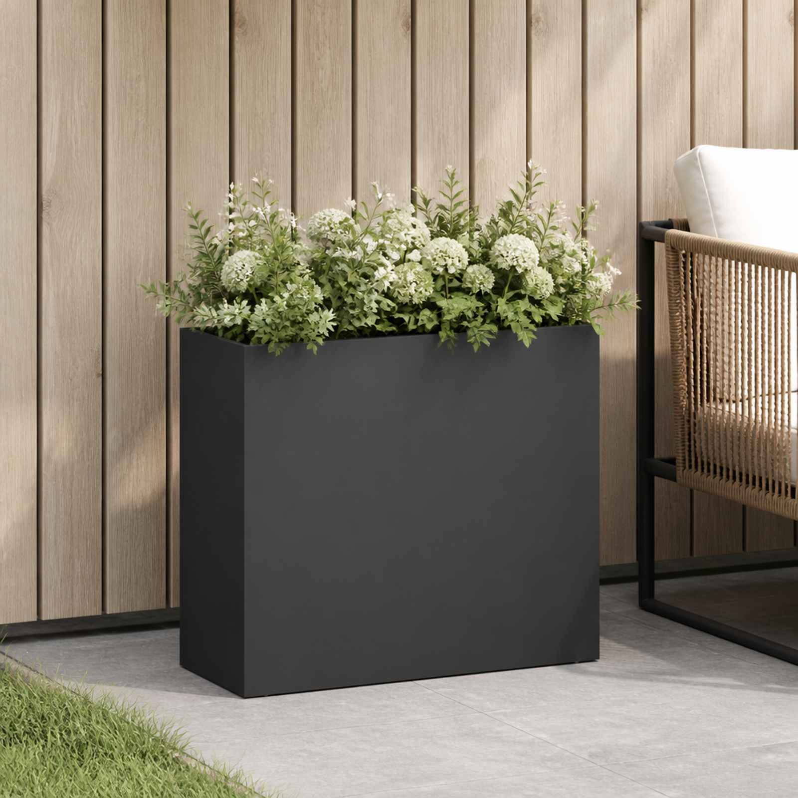 vidaXL Puutarha ruukku Musta 50 x 20 x 40 cm Kylmävalssattu teräs