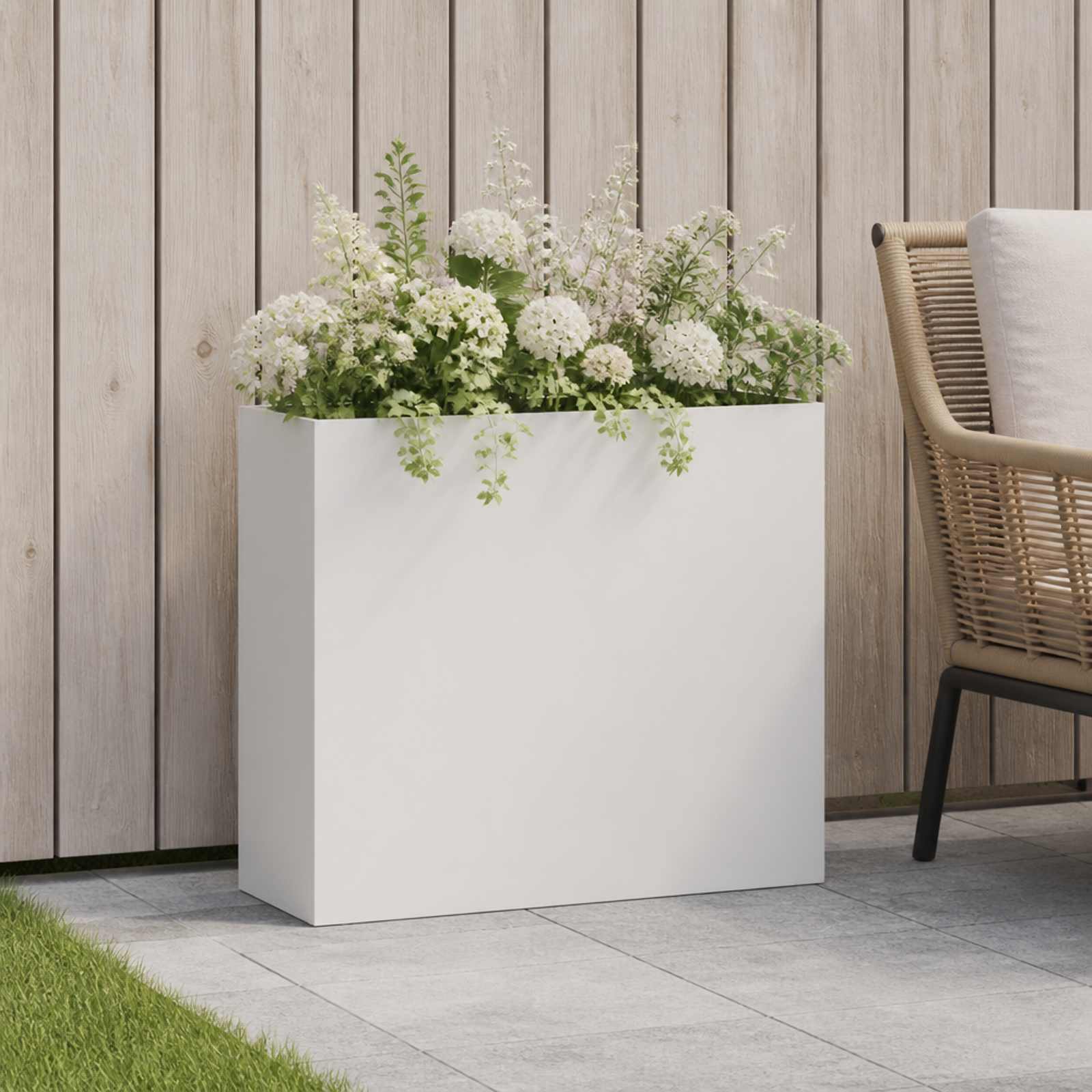 Plantenbak Wit 50 x 20 x 40 cm Koudgewalst staal – afbeelding 1