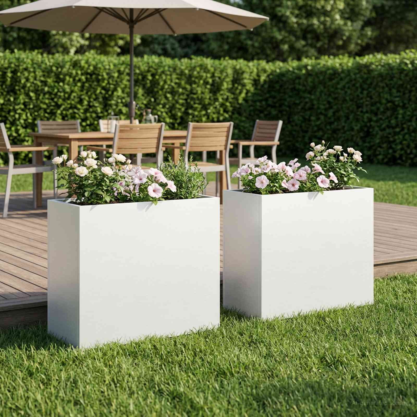 vidaXL Have Blomsterkrukke 2 stk. Hvid 50 x 20 x 40 cm Koldvalset stål