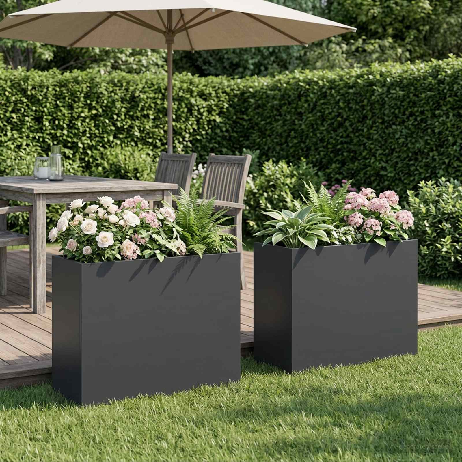 vidaXL Puutarha ruukku 2 kpl Antrasiitti 50 x 20 x 40 cm
