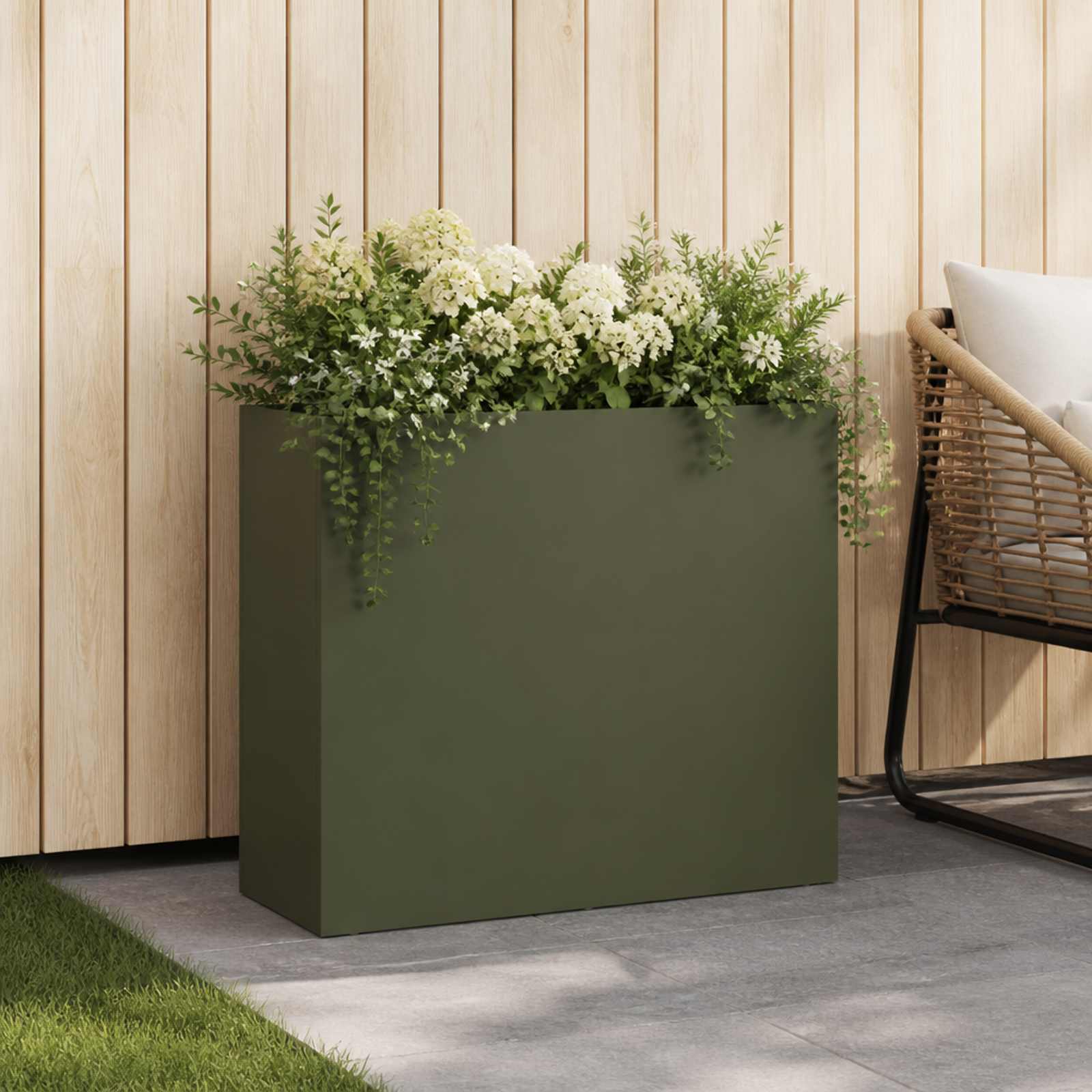 Plantenbak Olijfgroen 50 x 20 x 40 cm Koudgewalst staal – afbeelding 1