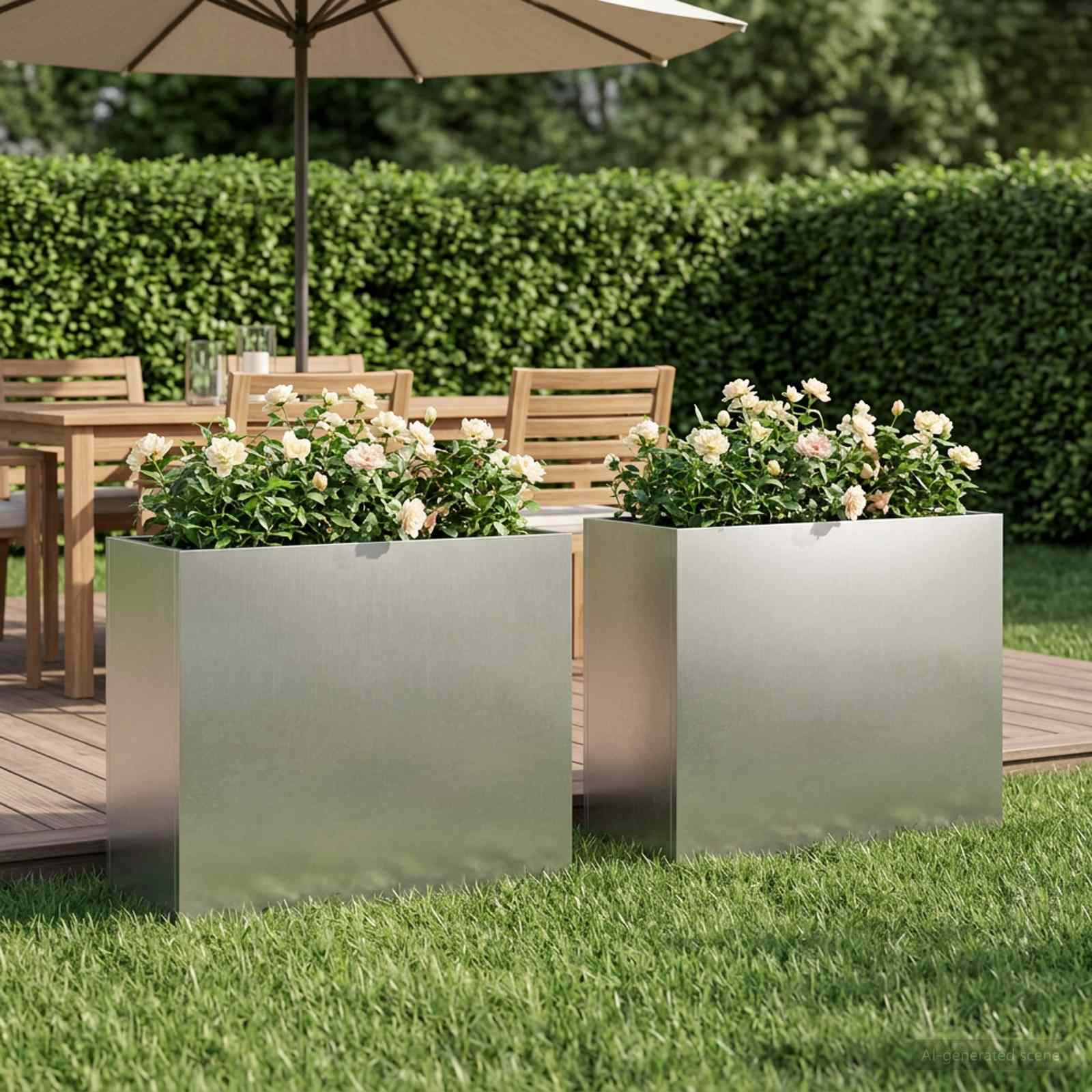 Plantenbak 2 st zilver 50 x 20 x 40 cm Roestvrij staal image 1