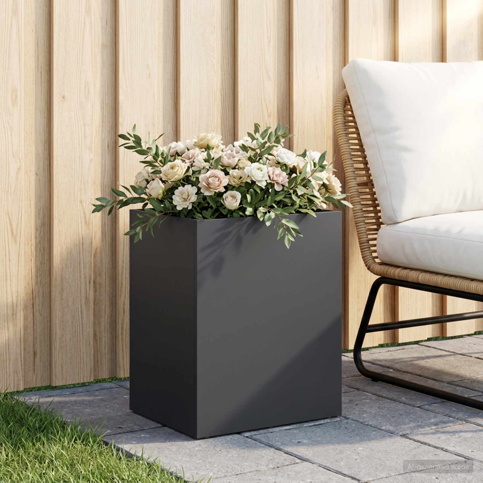 Plantenbak Zwart 40 x 30 x 40 cm Koudgewalst staal image 1