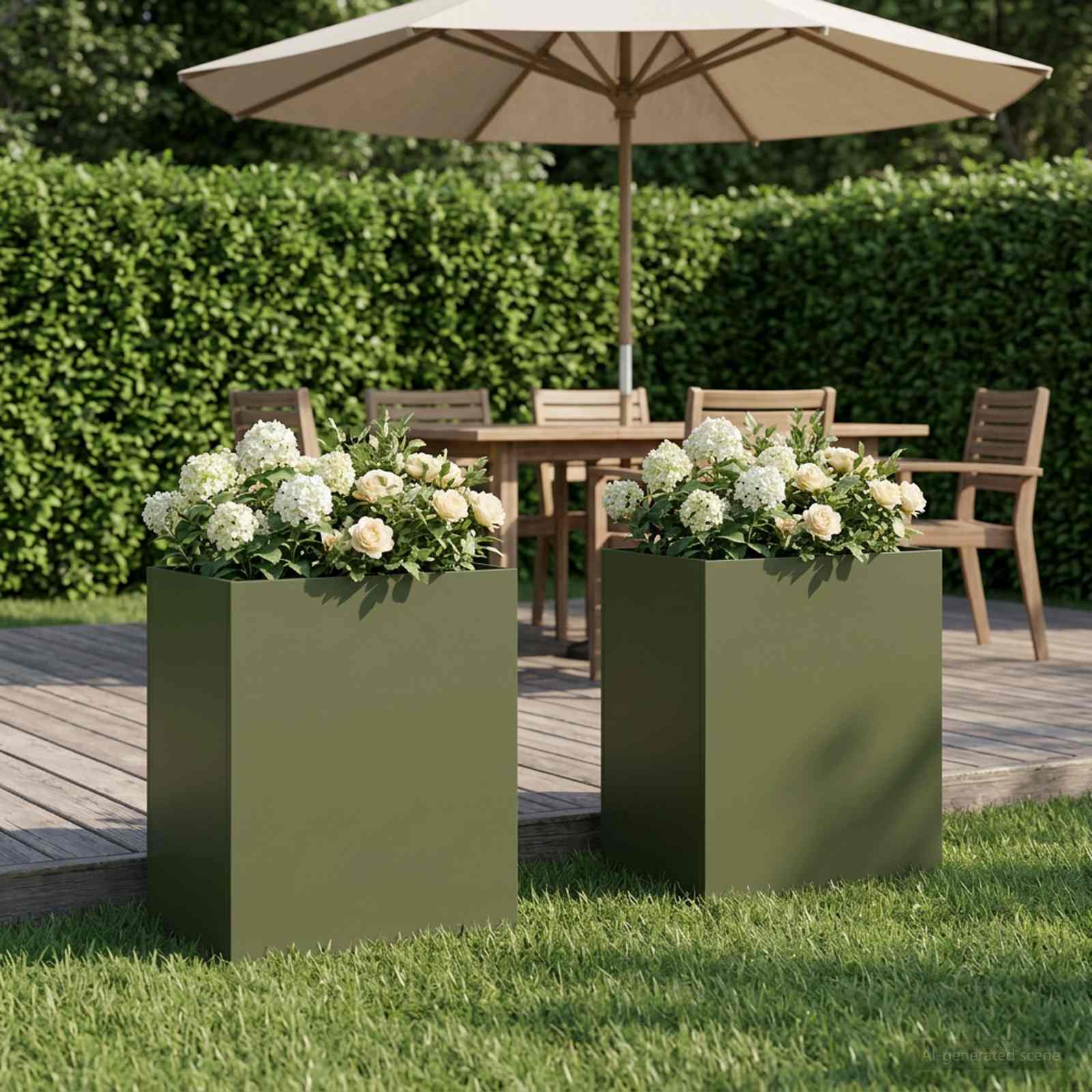 Plantenbak 2 st Olijfgroen 40 x 30 x 40 cm Koudgewalst staal image 1