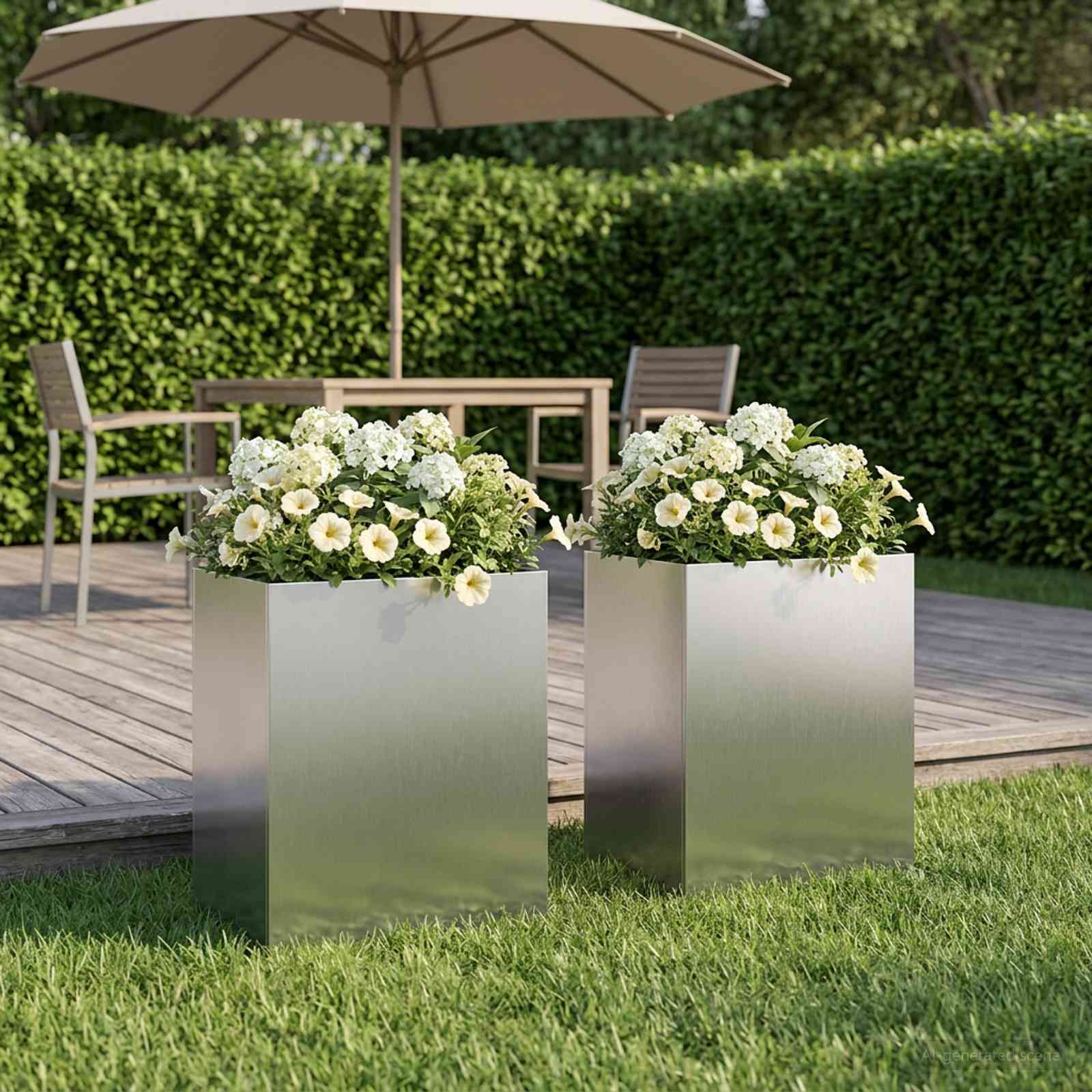 Plantenbak 2 st zilver 40 x 30 x 40 cm Roestvrij staal image 1