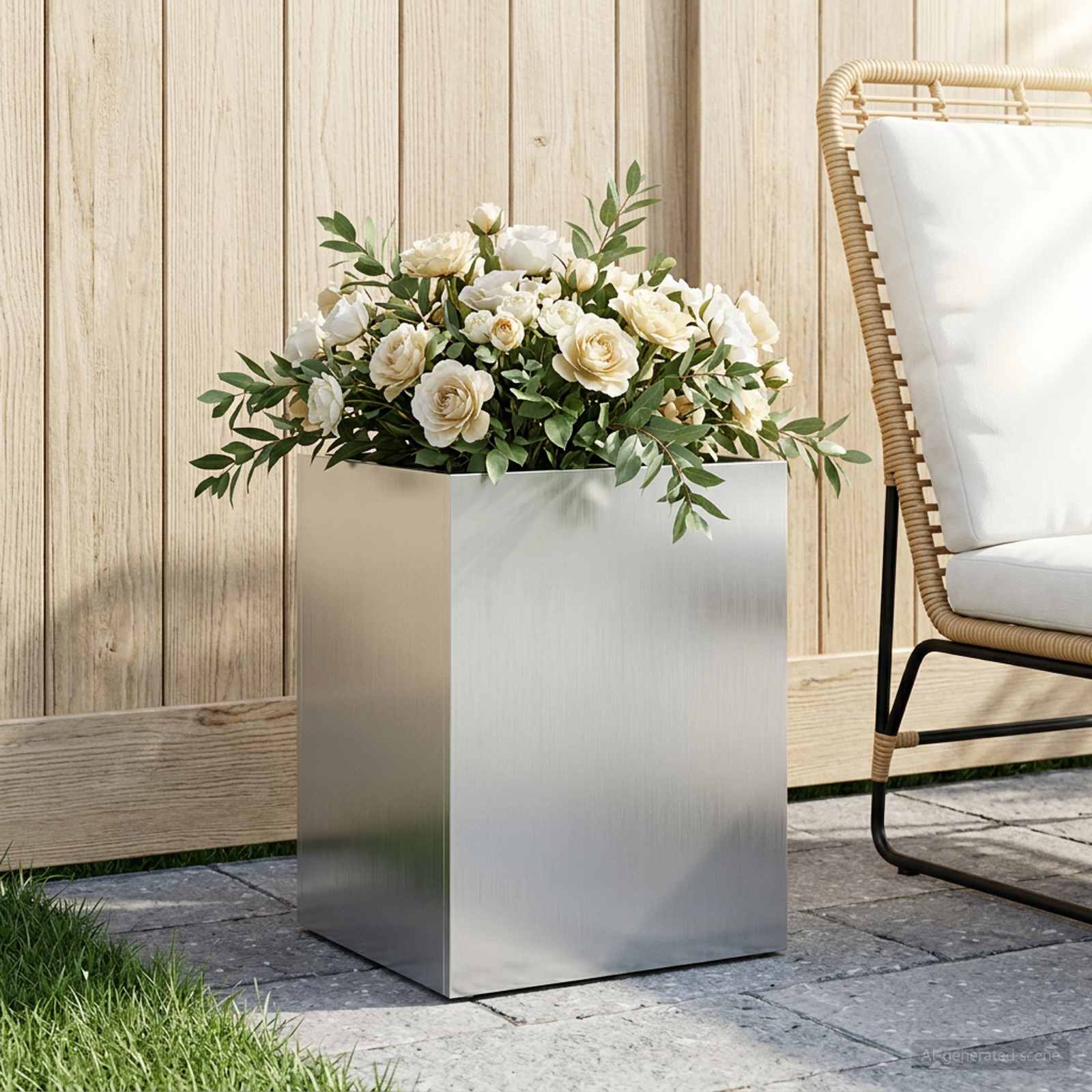 Plantenbak zilver 40 x 30 x 40 cm Gegalvaniseerd staal image 1