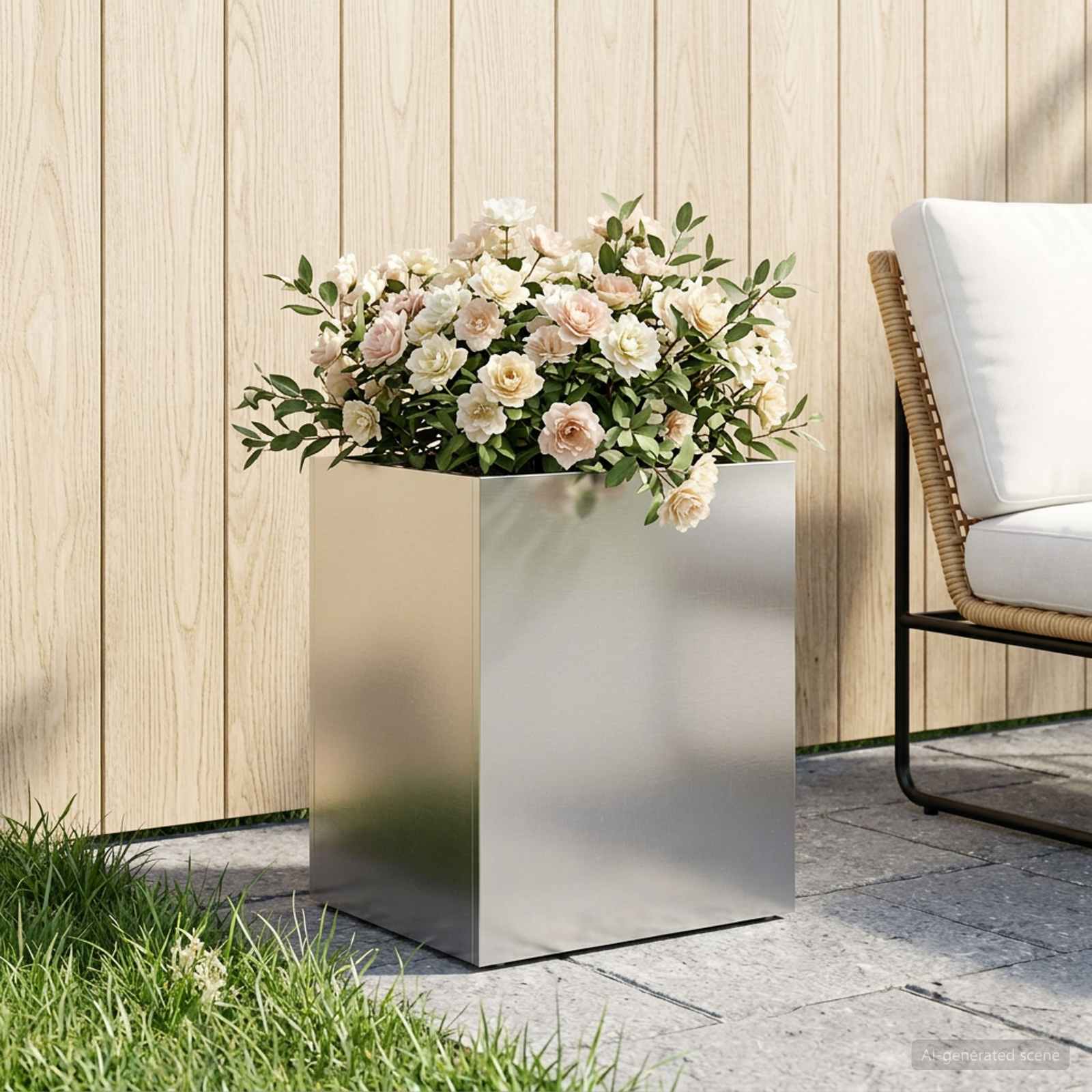 Plantenbak zilver 40 x 30 x 50 cm Roestvrij staal image 1