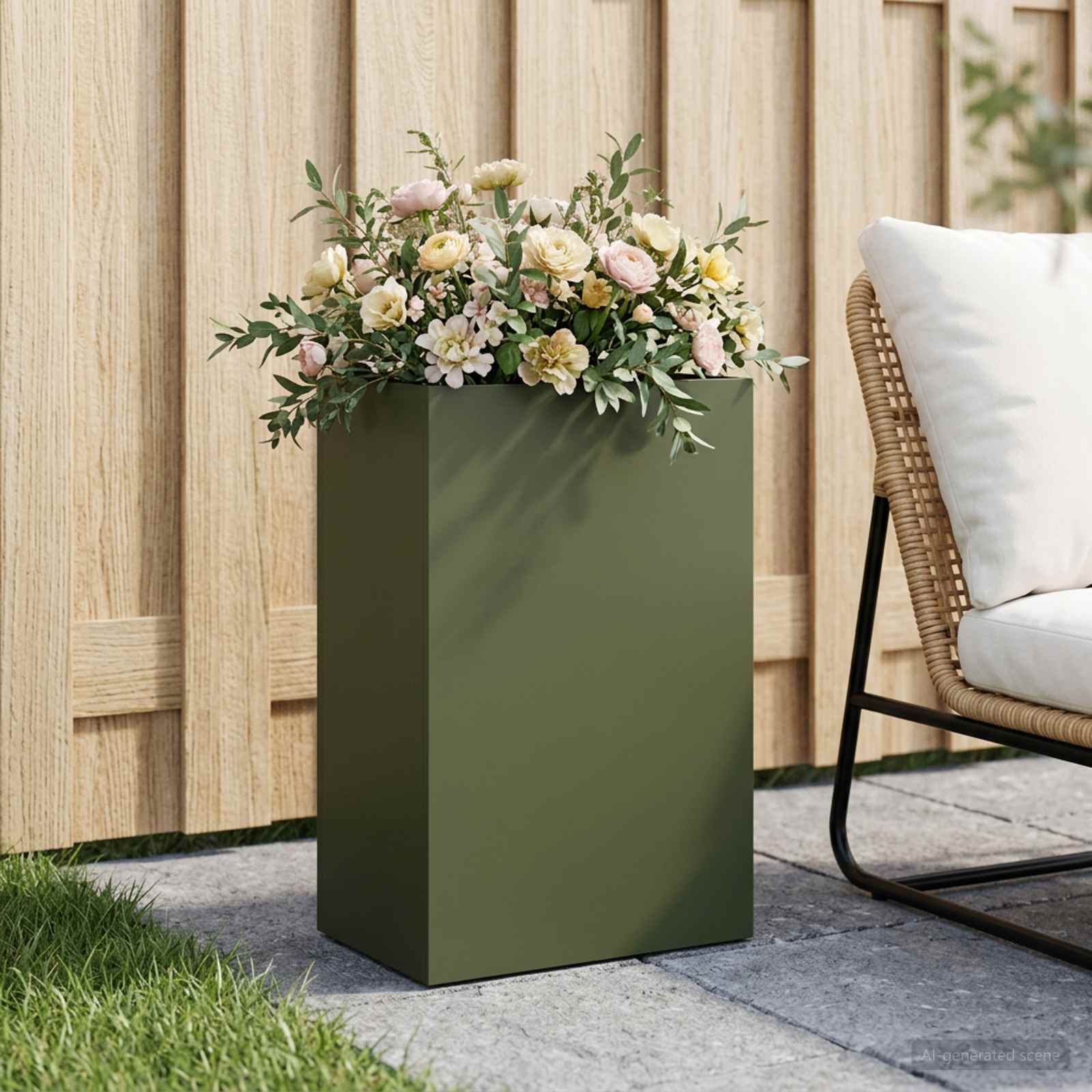 Plantenbak Olijfgroen 40 x 30 x 75 cm Koudgewalst staal image 1