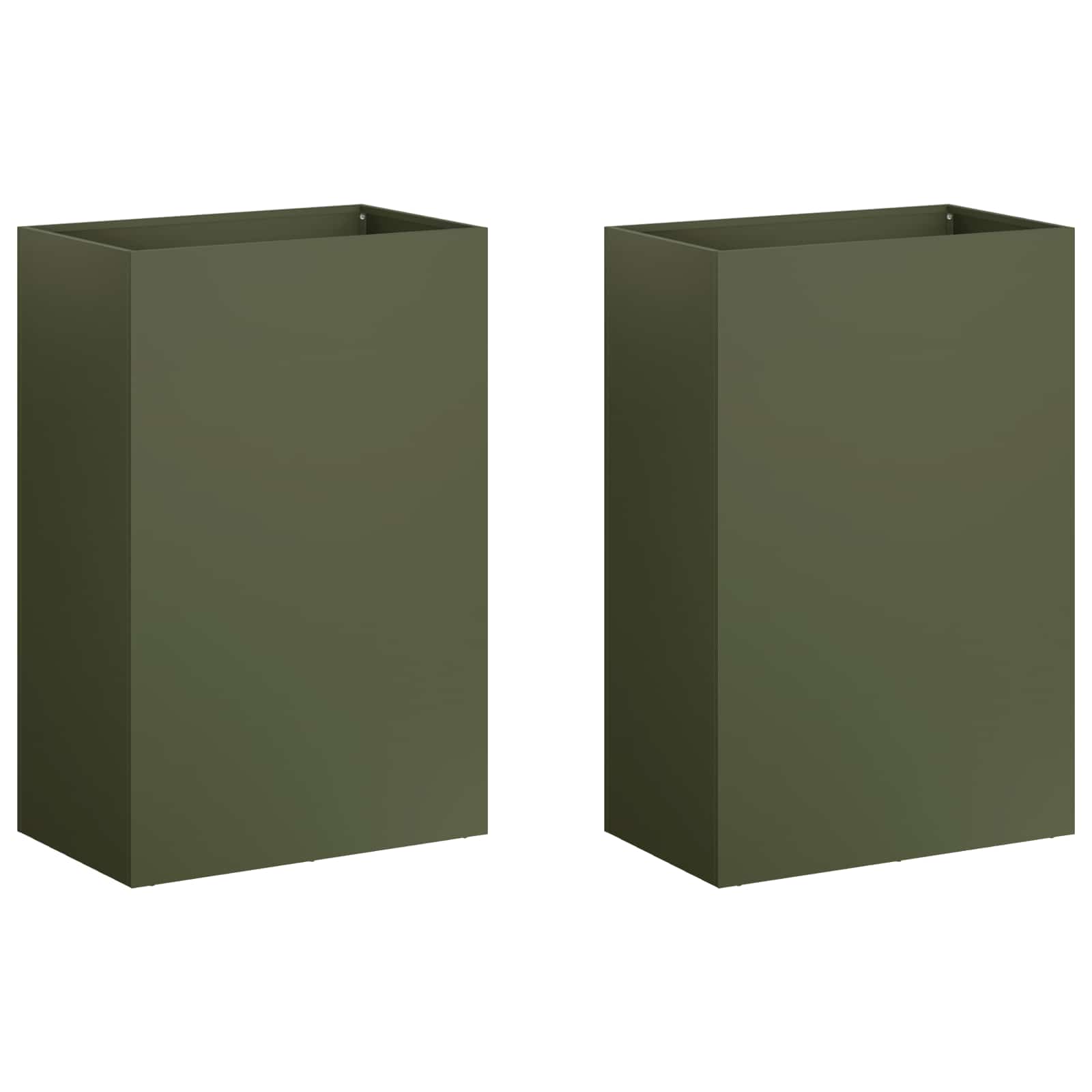 Plantenbak 2 st Olijfgroen 40 x 30 x 75 cm Koudgewalst staal image 2