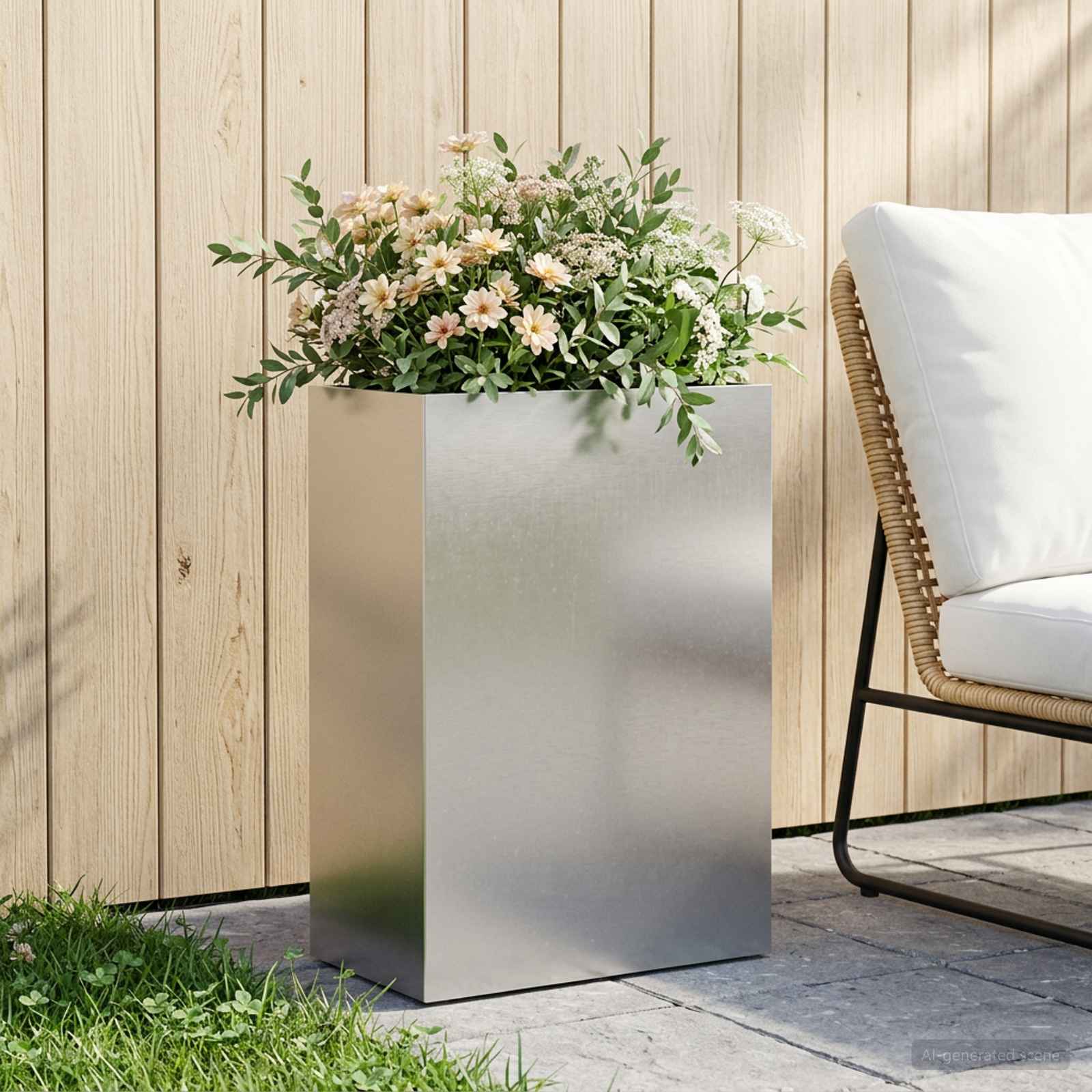 Plantenbak zilver 40 x 30 x 75 cm Roestvrij staal image 1