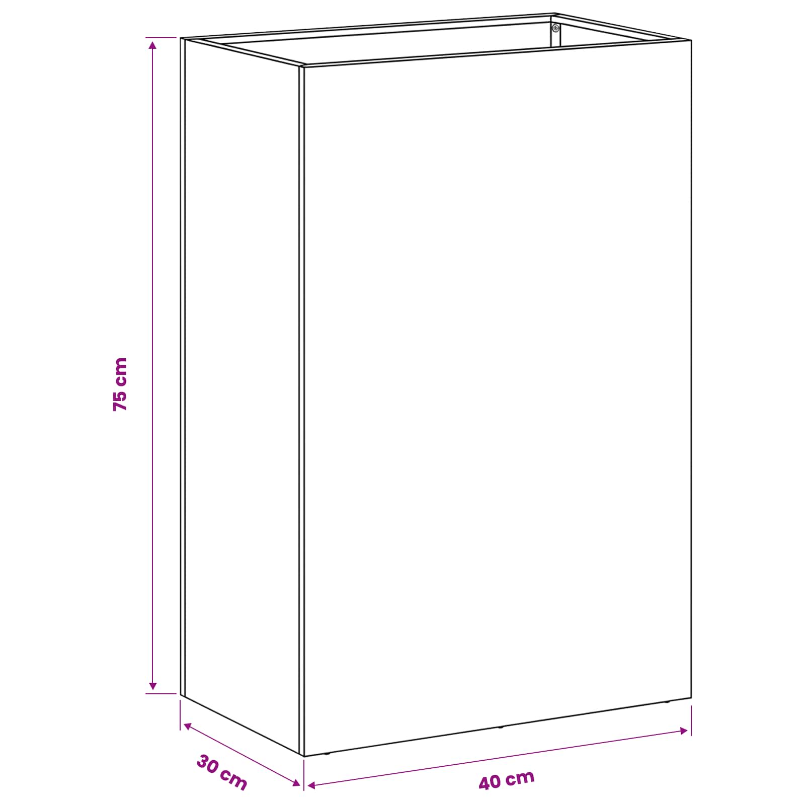 Plantenbak zilver 40 x 30 x 75 cm Roestvrij staal image 7