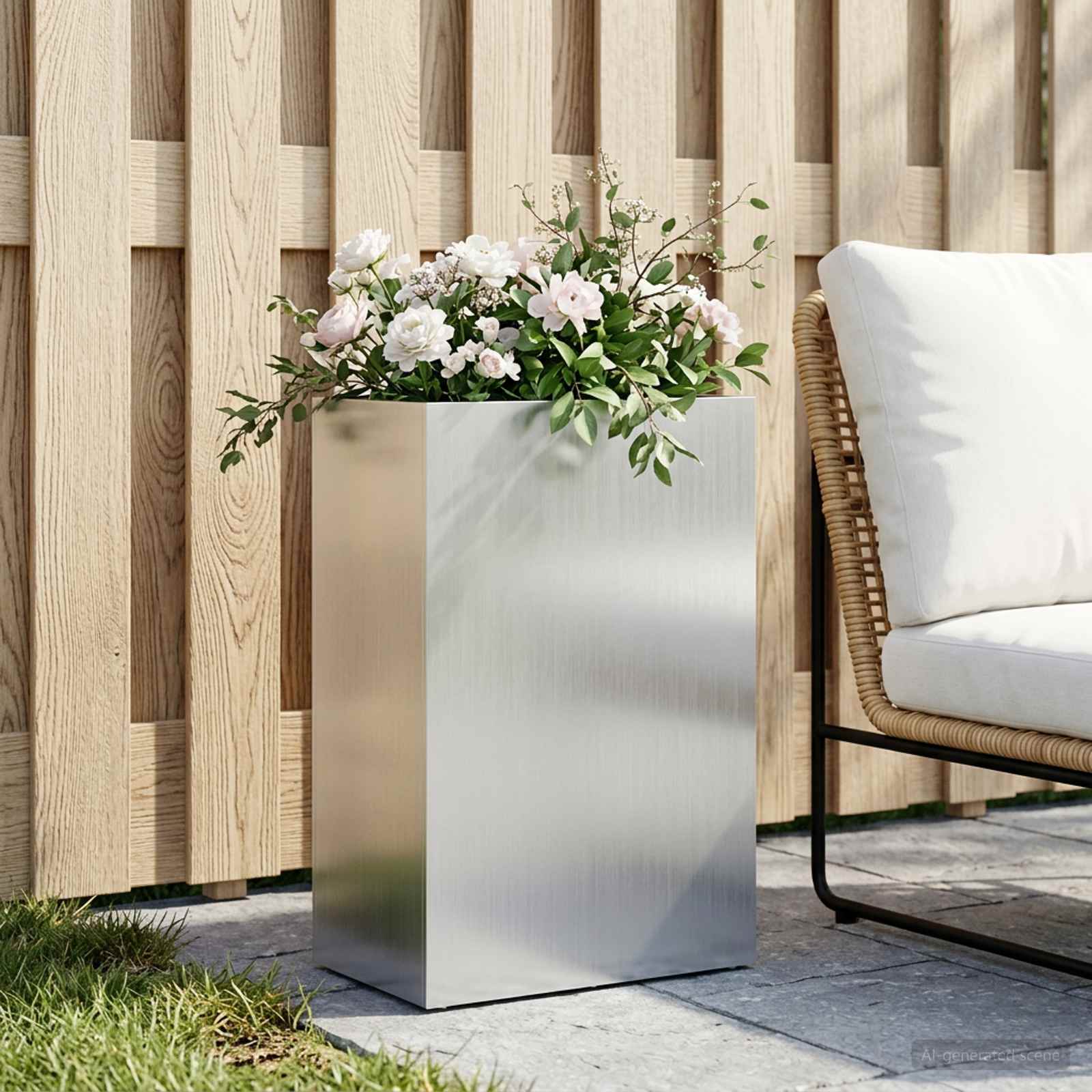 Plantenbak zilver 40 x 30 x 75 cm Gegalvaniseerd staal image 1