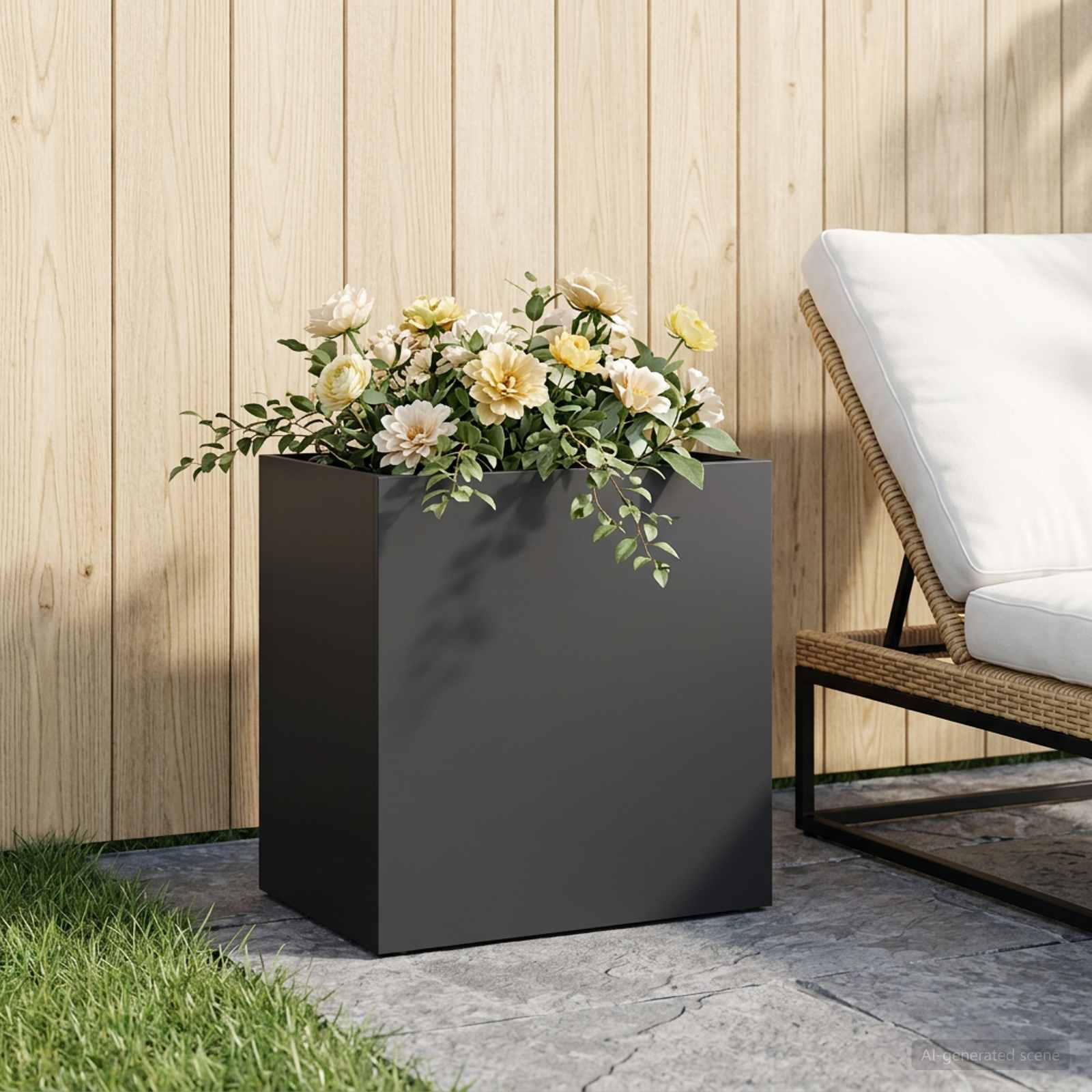 Plantenbak Zwart 50 x 30 x 40 cm Koudgewalst staal image 1