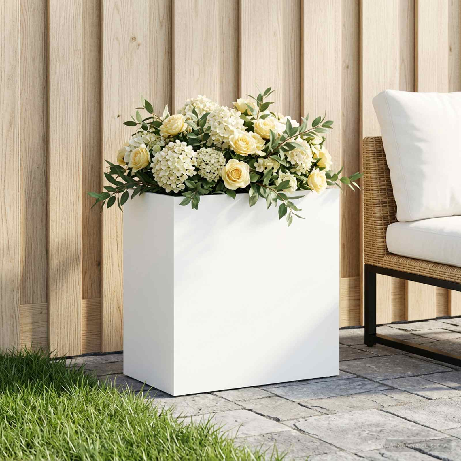 Plantenbak Wit 50 x 30 x 40 cm Koudgewalst staal image 1