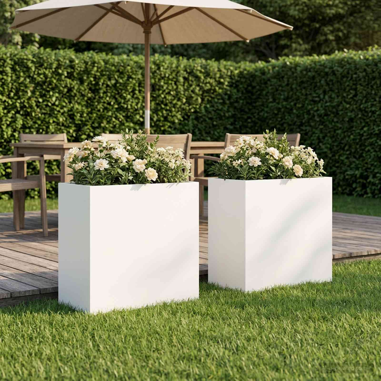 Plantenbak 2 st Wit 50 x 30 x 40 cm Koudgewalst staal image 1