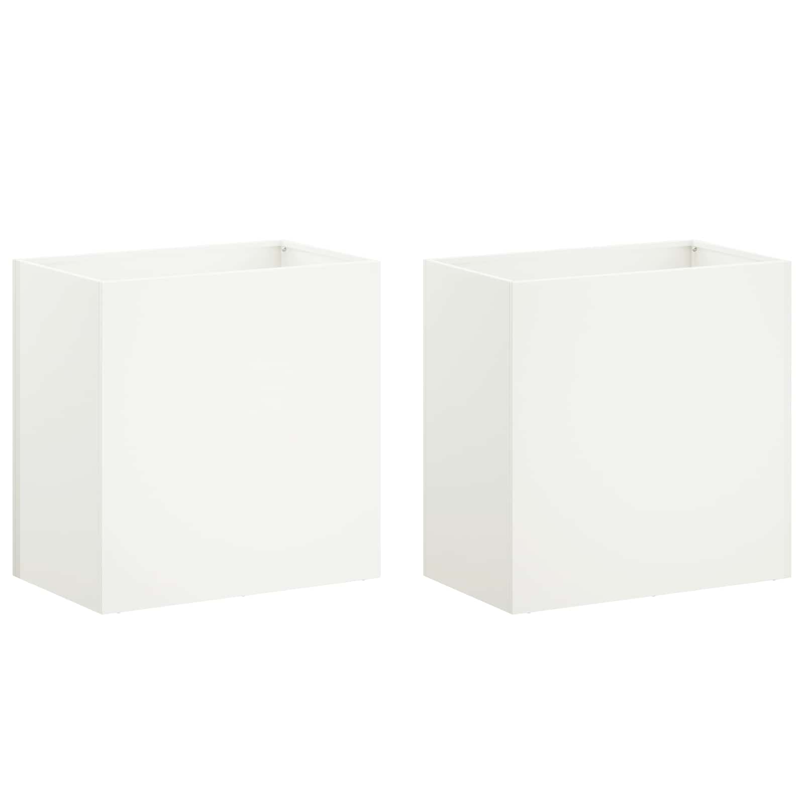 Plantenbak 2 st Wit 50 x 30 x 40 cm Koudgewalst staal image 2