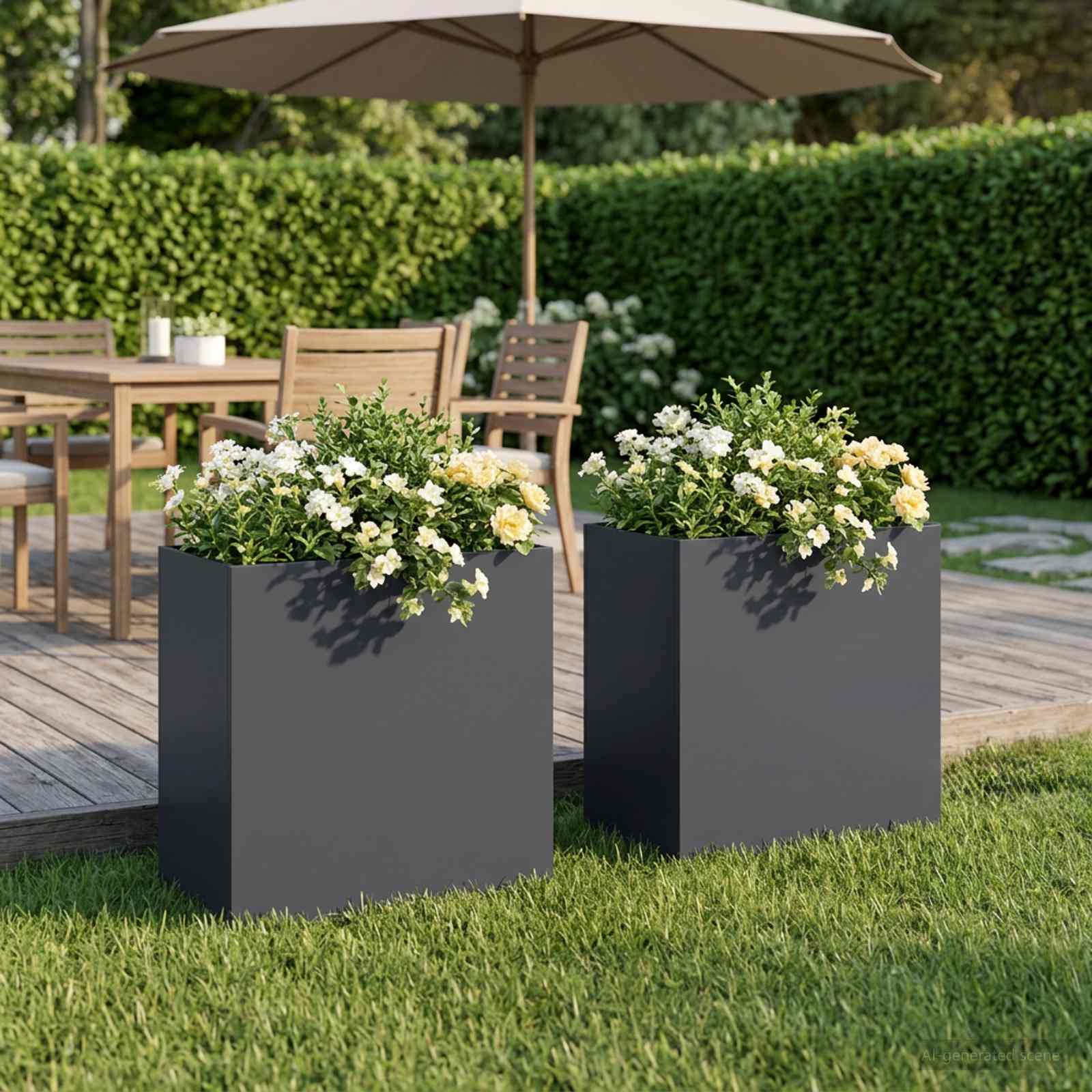 Plantenbak 2 st Antraciet 50 x 30 x 40 cm Koudgewalst staal image 1