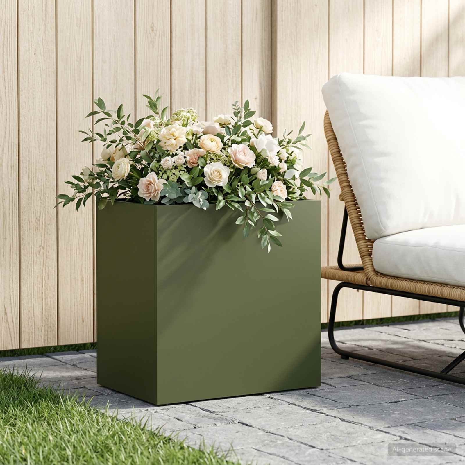 Plantenbak Olijfgroen 50 x 30 x 40 cm Koudgewalst staal image 1