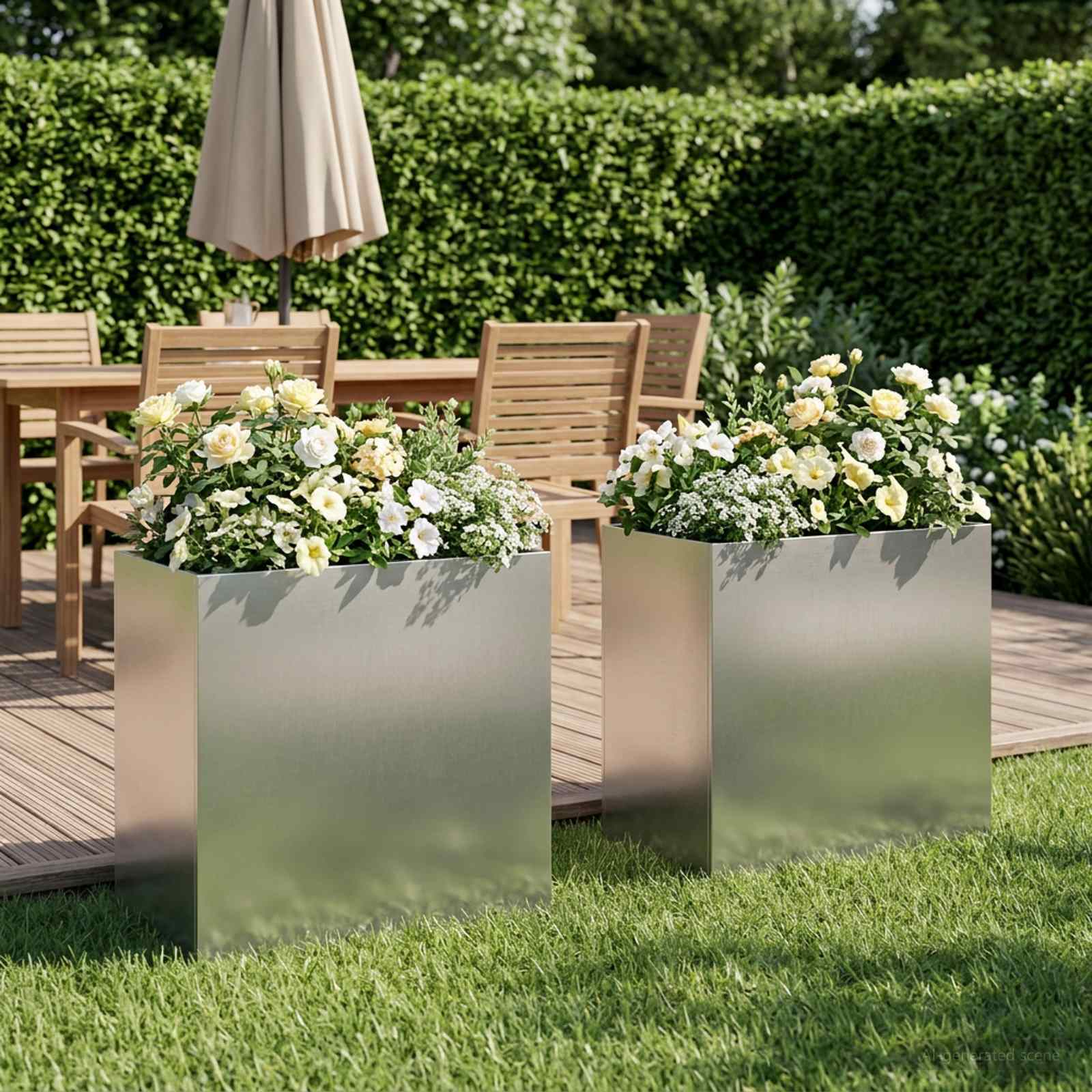 Plantenbak 2 st zilver 50 x 30 x 40 cm Roestvrij staal image 1
