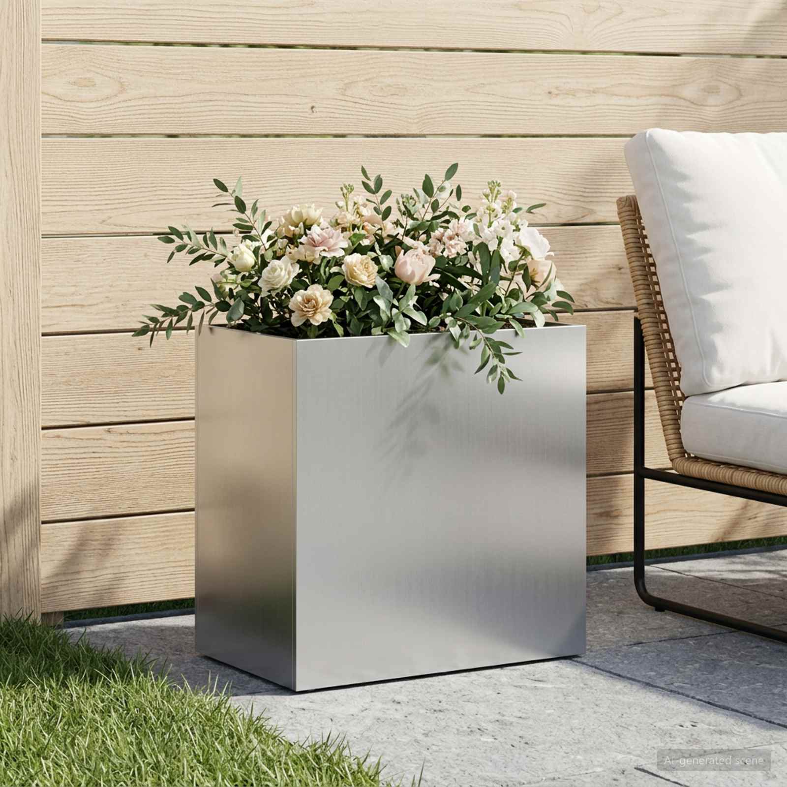 Plantenbak zilver 50 x 30 x 40 cm Gegalvaniseerd staal image 1