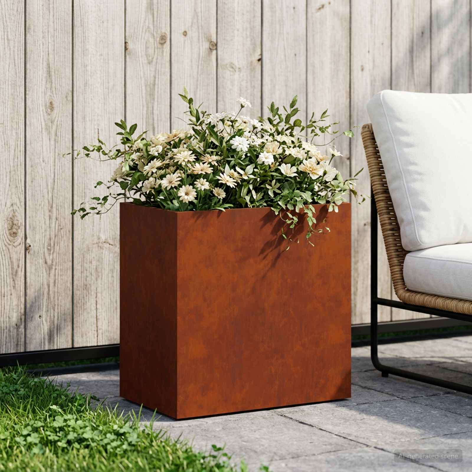 vidaXL Puutarha ruukku Ruosteinen 50 x 30 x 40 cm Säänkestävä teräs