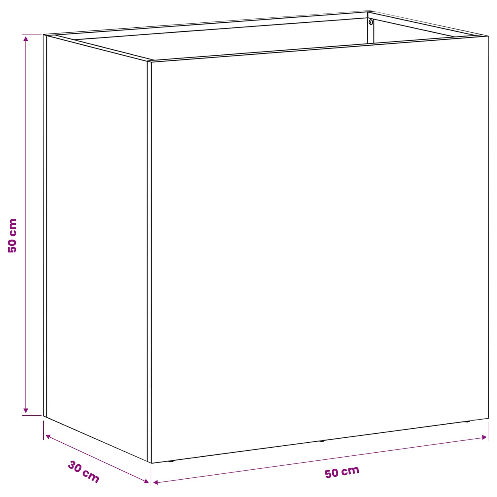 Plantenbak Wit 50 x 30 x 50 cm Koudgewalst staal image 7