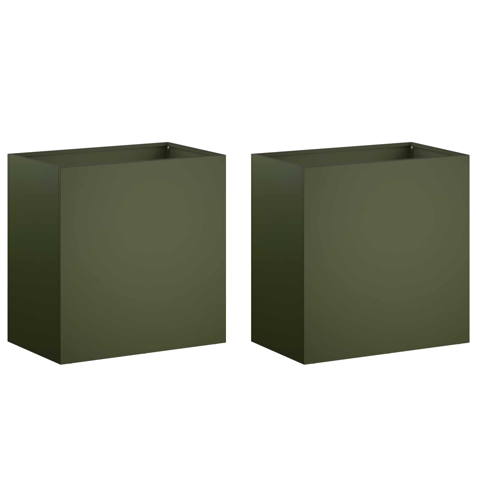 Plantenbak 2 st Olijfgroen 50 x 30 x 50 cm Koudgewalst staal image 2