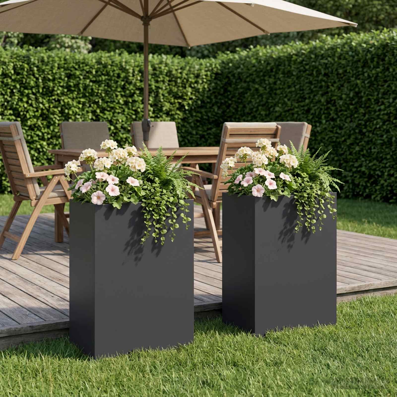 Plantenbak 2 st Zwart 50 x 30 x 75 cm Koudgewalst staal image 1