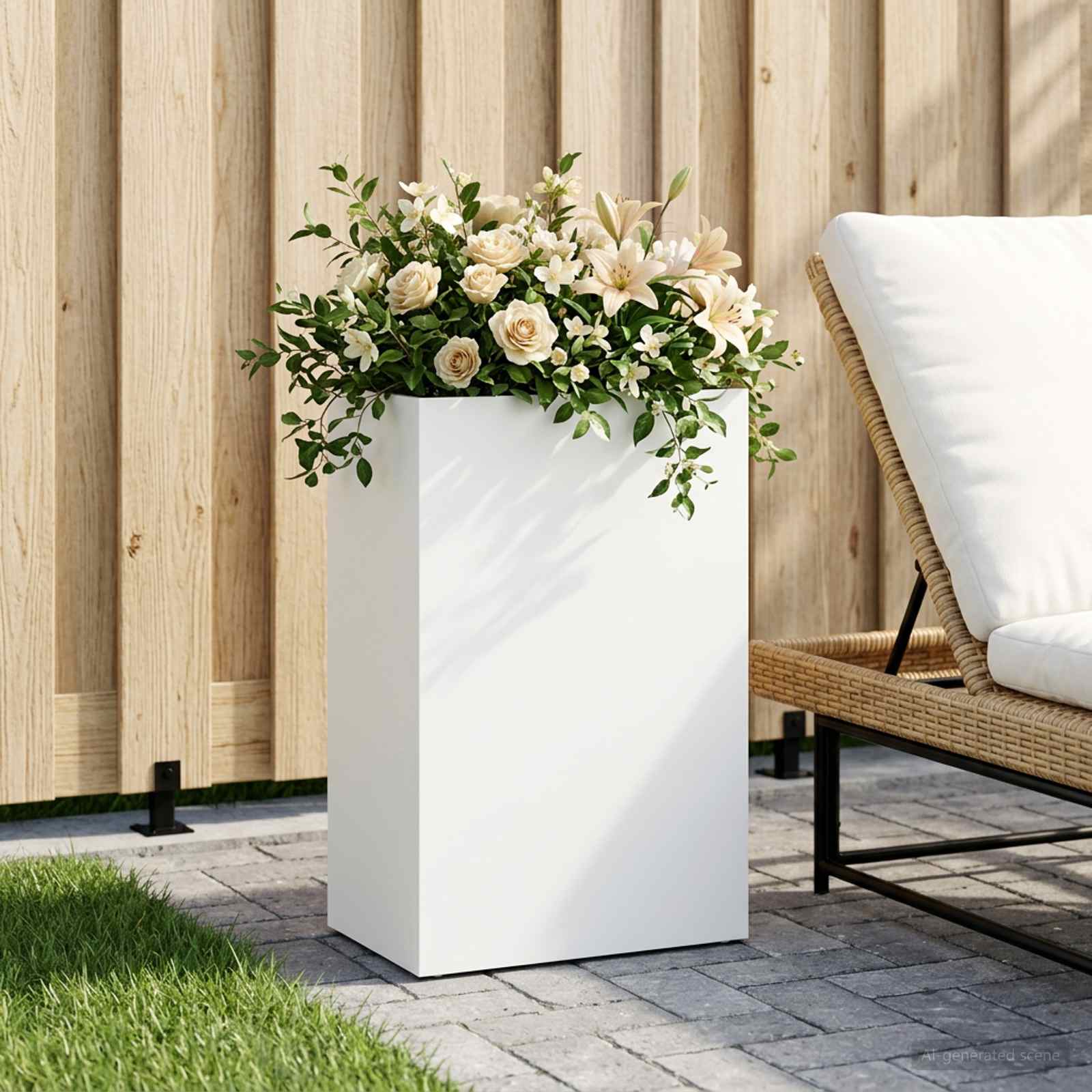Plantenbak Wit 50 x 30 x 75 cm Koudgewalst staal image 1