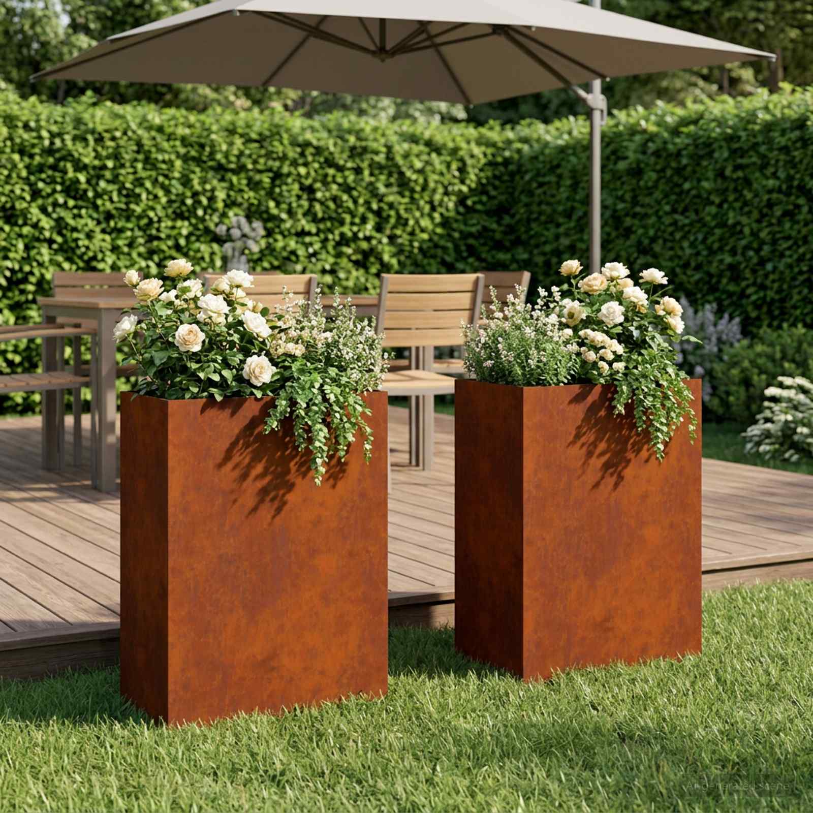 Plantenbak 2 st Roestkleurig 50 x 30 x 75 cm weervast staal image 1