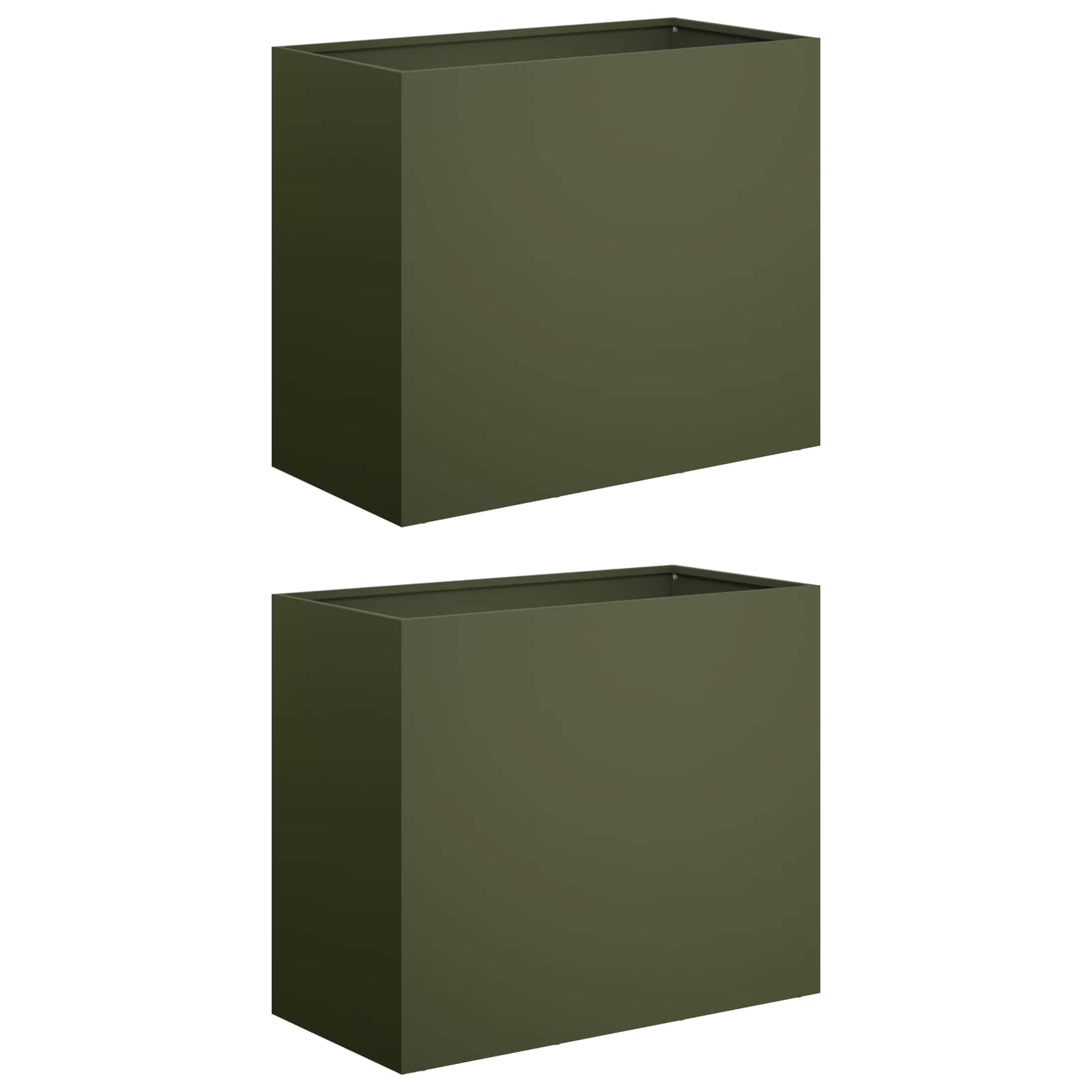Plantenbak 2 st Olijfgroen 60 x 30 x 40 cm Koudgewalst staal image 2