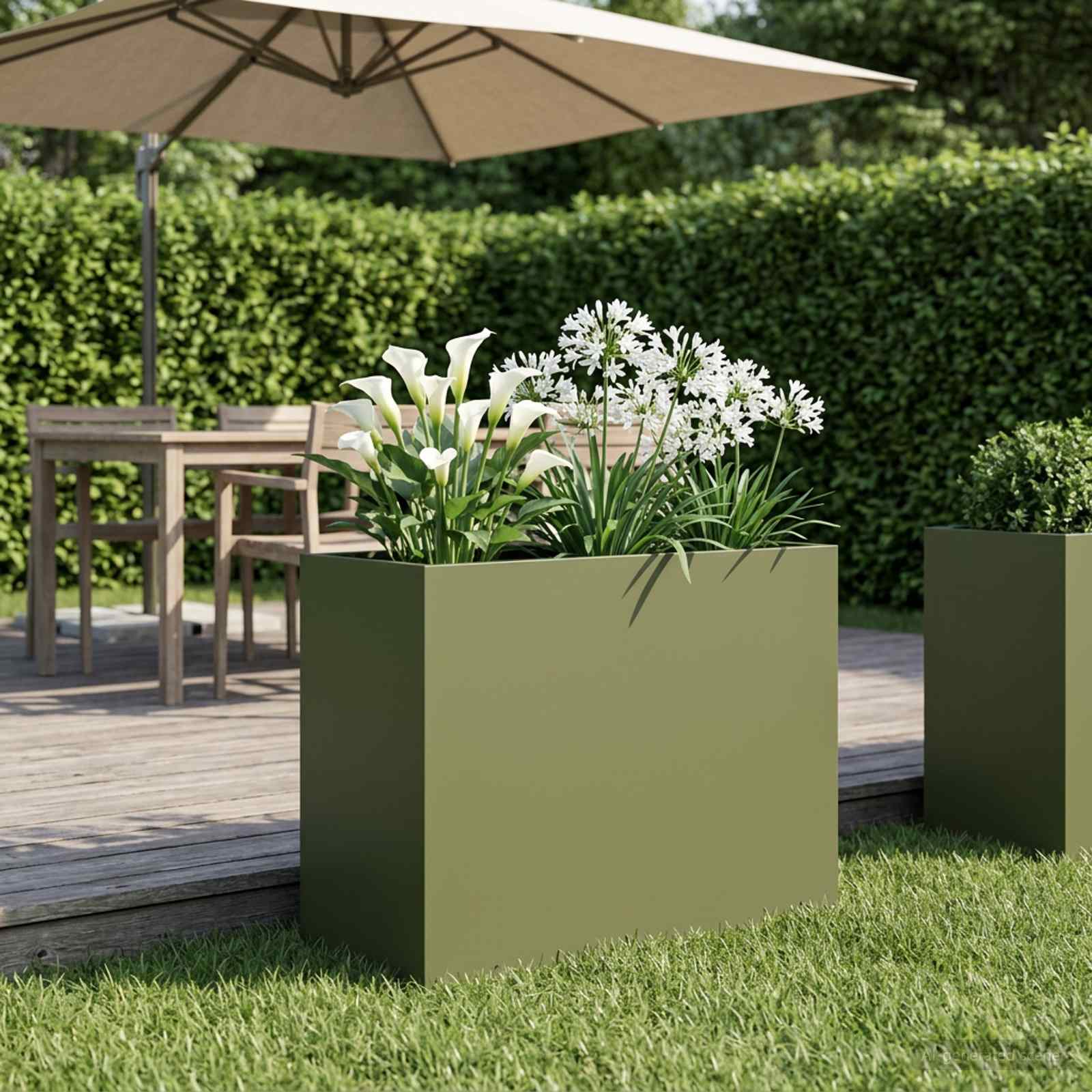 Plantenbak Olijfgroen 60 x 30 x 50 cm Koudgewalst staal image 1