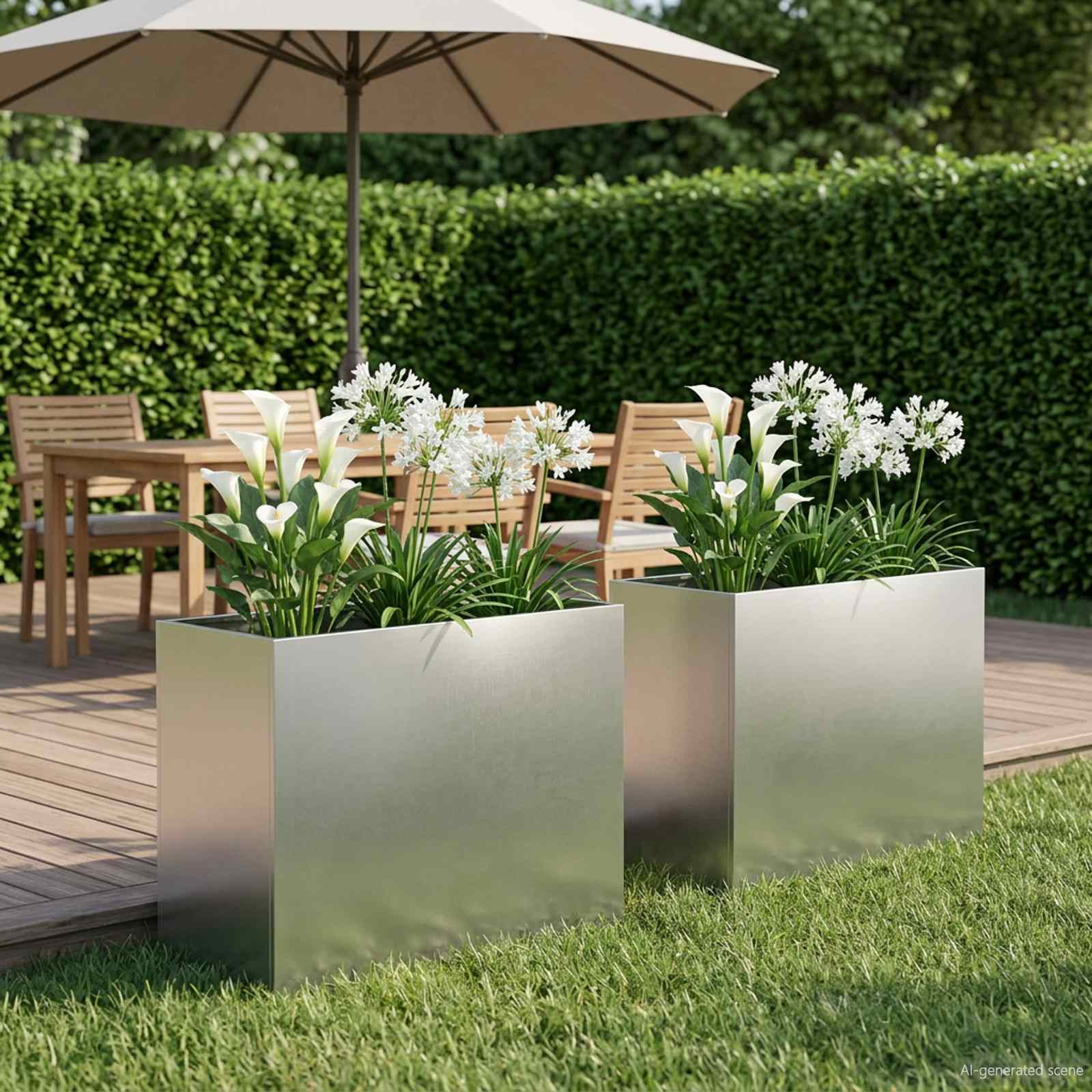 Plantenbak 2 st zilver 60 x 30 x 50 cm Roestvrij staal image 1