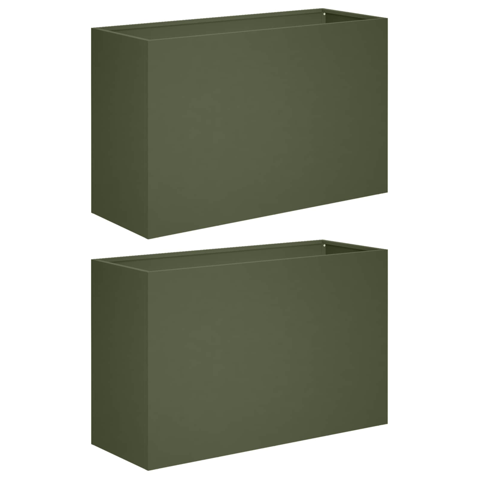 Plantenbak 2 st Olijfgroen 80 x 30 x 40 cm Koudgewalst staal image 2