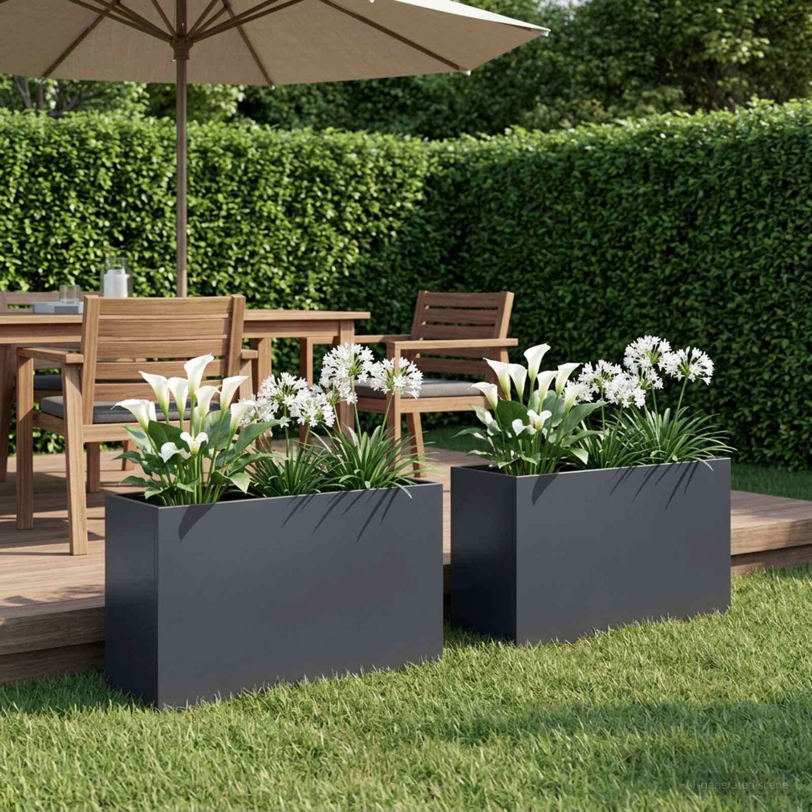 Plantenbak 2 st Antraciet 80 x 30 x 50 cm Koudgewalst staal image 1