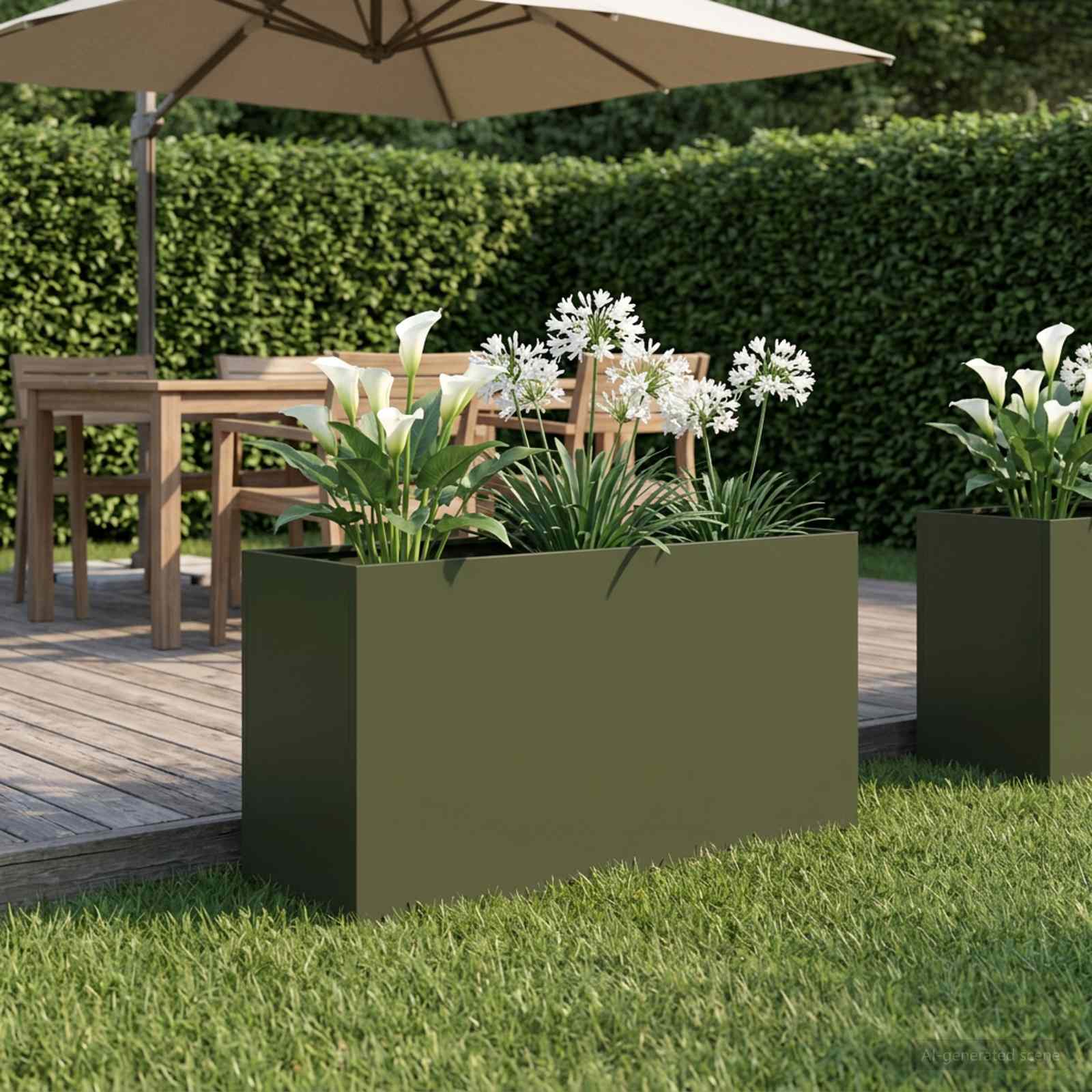 Plantenbak Olijfgroen 100 x 30 x 40 cm Koudgewalst staal image 1