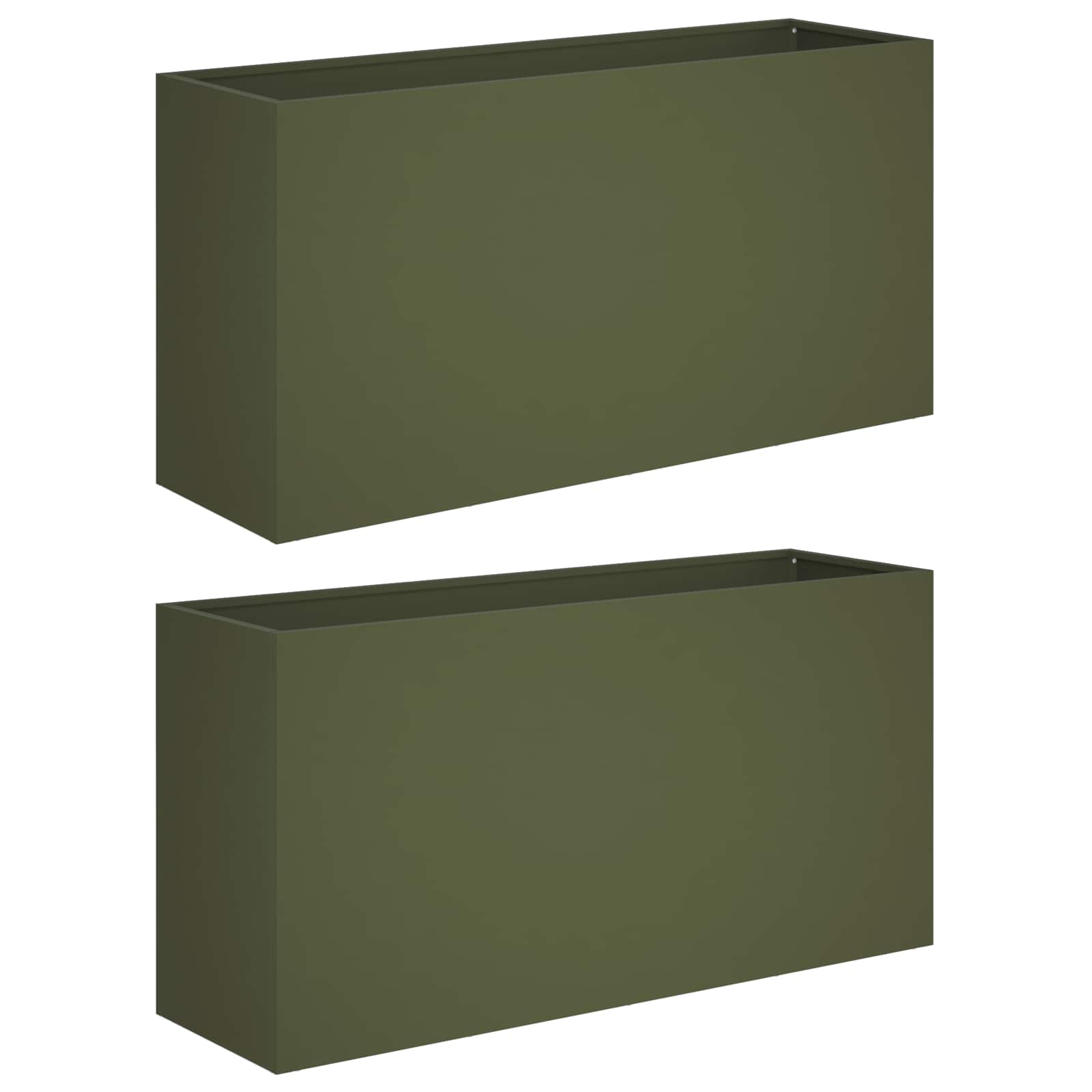 Plantenbak 2 st Olijfgroen 100 x 30 x 40 cm Koudgewalst staal image 2
