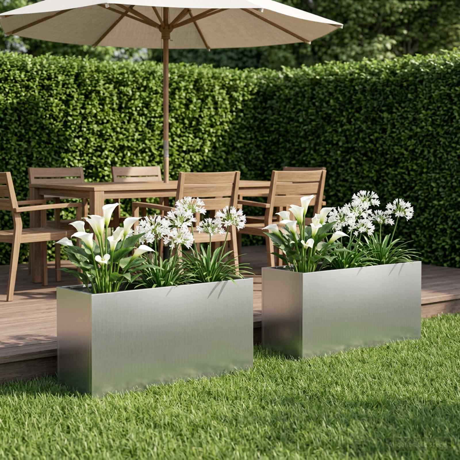 Plantenbak 2 st zilver 100 x 30 x 40 cm Gegalvaniseerd staal image 1